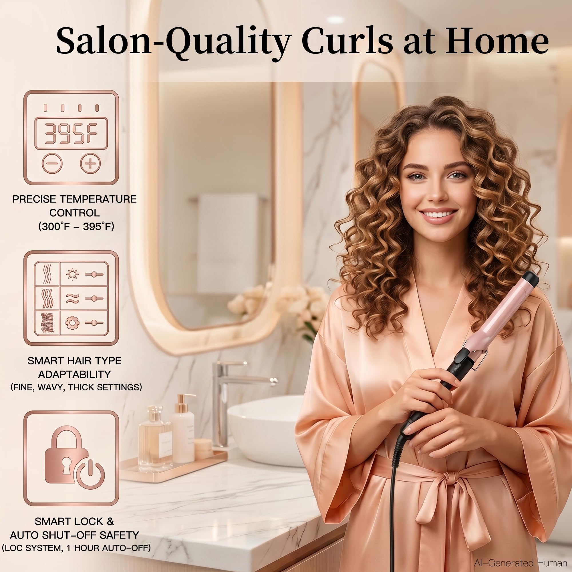 Unlock Your Hair's Potential with MegaWise Pro: 1 1/4 inch Ceramic Barrel, 60s Fast Heating, Anti-Scald Grip, and Complete Styling Kit for Effortless Glamour!