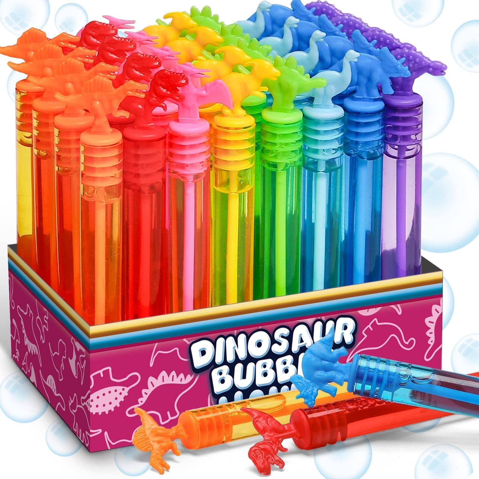 32 Pack Bubble for Kids Party Favors, 8 Style Dinosaur Mini - Product Imagery