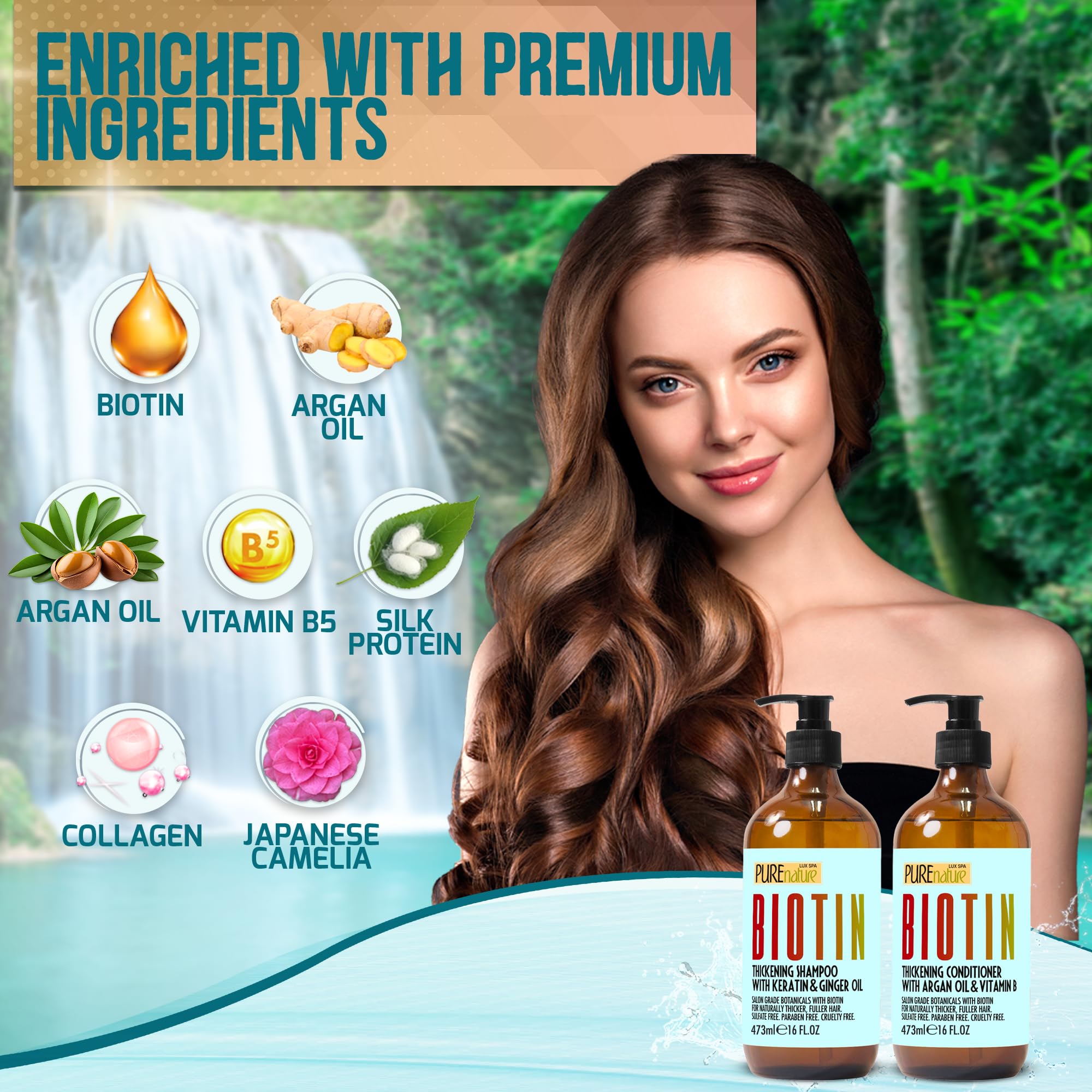 Biotin Shampoo and Conditioner Set - PURE NATURE LUX SPA Official Imagery - 7