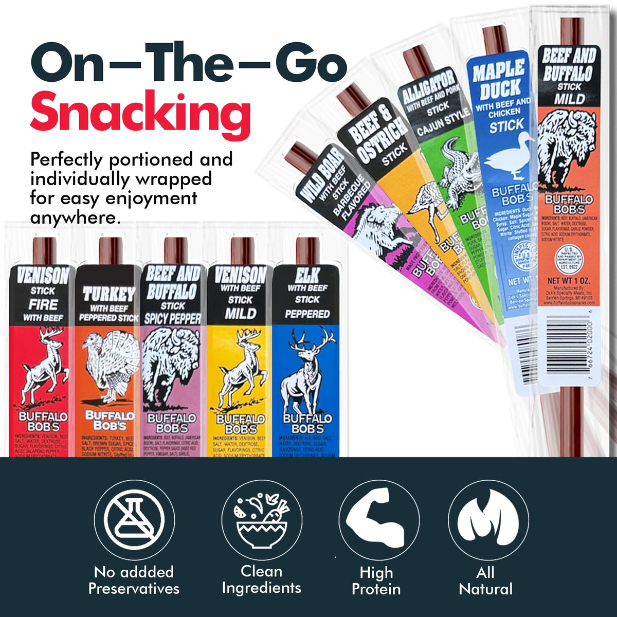Jerky n Spice Wild Game Meat Sticks Gift Box 10 Pack Exotic - Jerky-n-Spice Official Imagery - 3