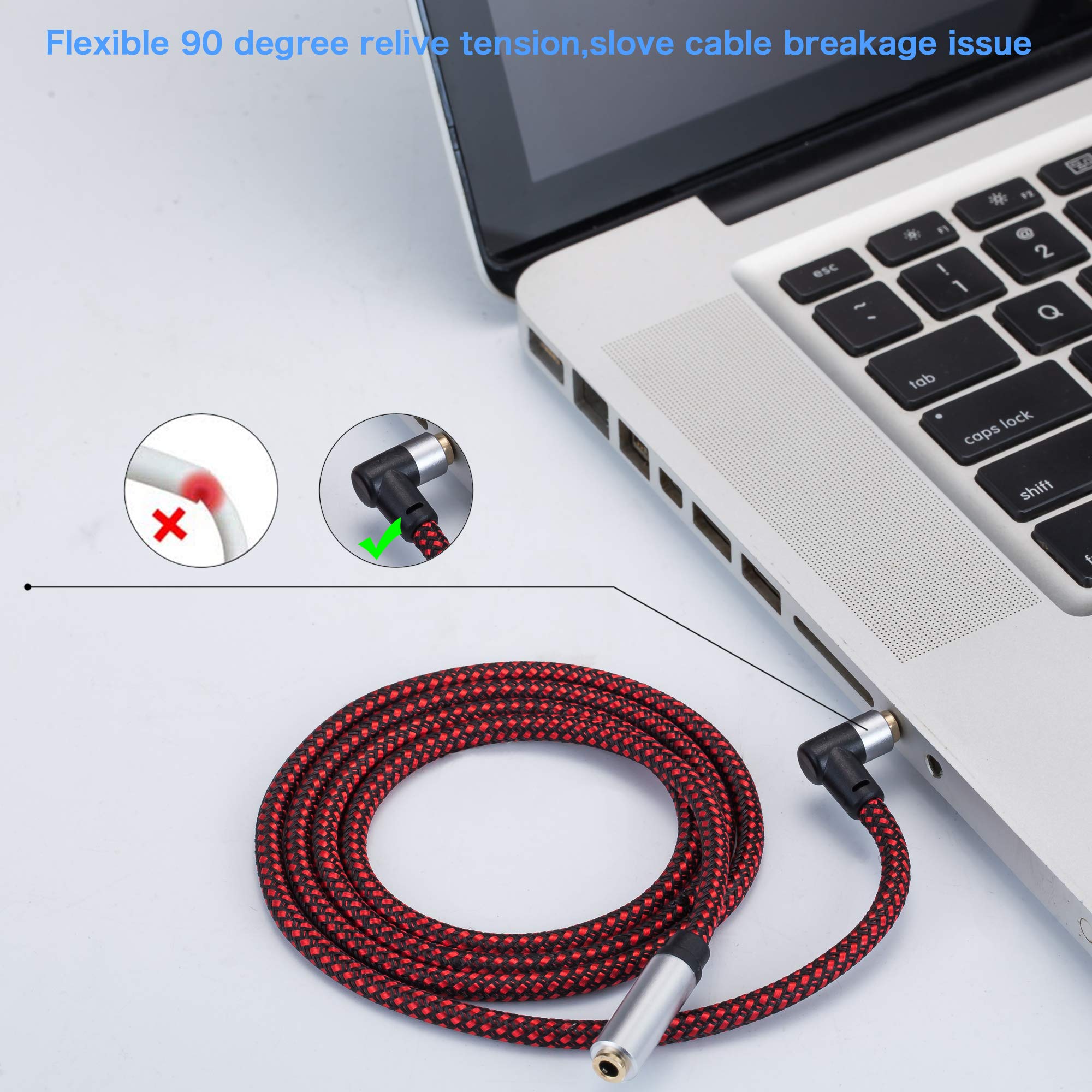 Tiierzon Audio Mic Ext Cable,6Ft 90 TRRS 3.5mm M/F Aux Cord Heads by Tiierzon - Angle View 4