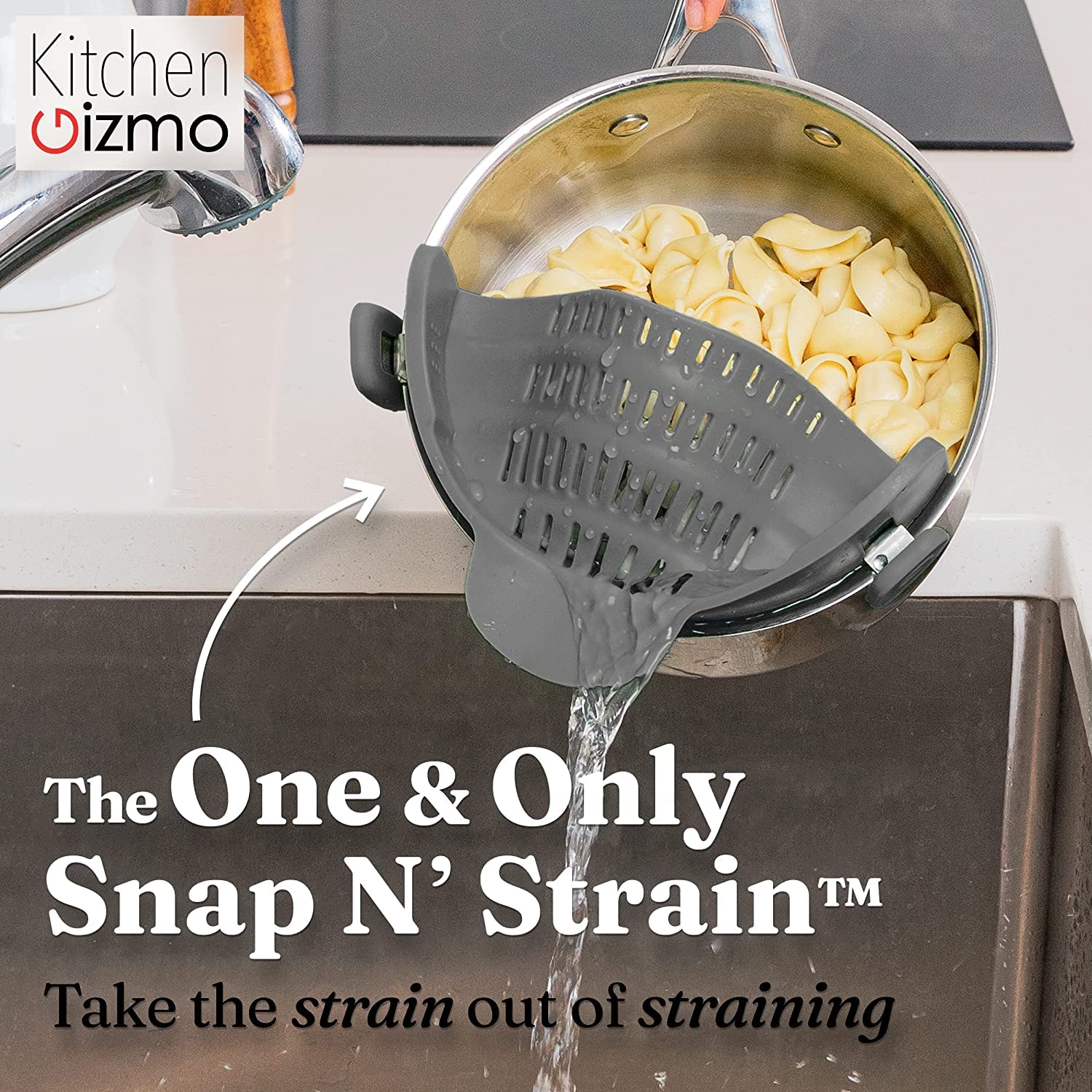 Kitchen Gizmo Snap N' Strain - Silicone Pasta Strainer Clip-On fo - Kitchen Gizmo Official Product View 4