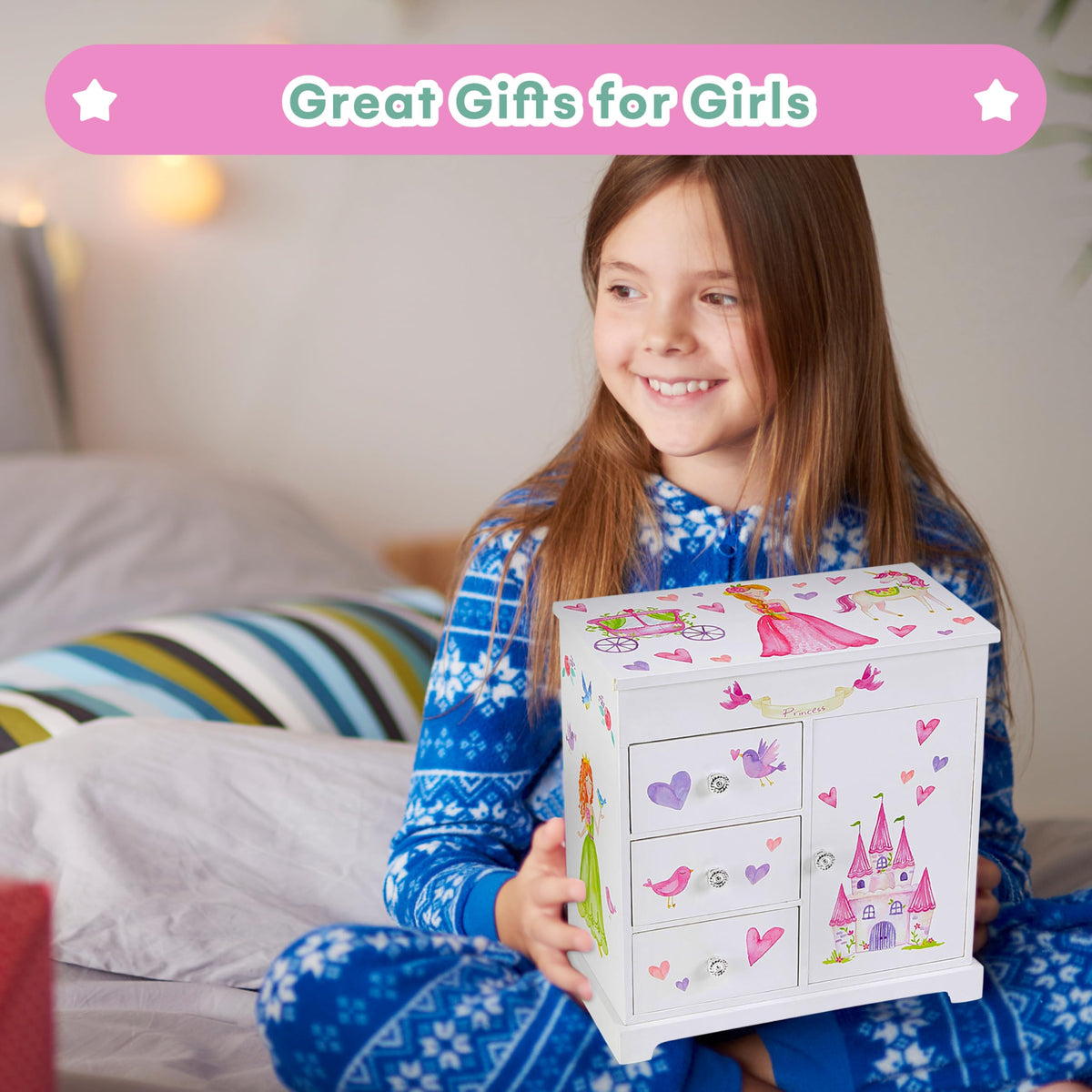 Jewelkeeper Jewelry Box for Girls with 3 Drawers - Jewelkeeper Official Imagery - 3