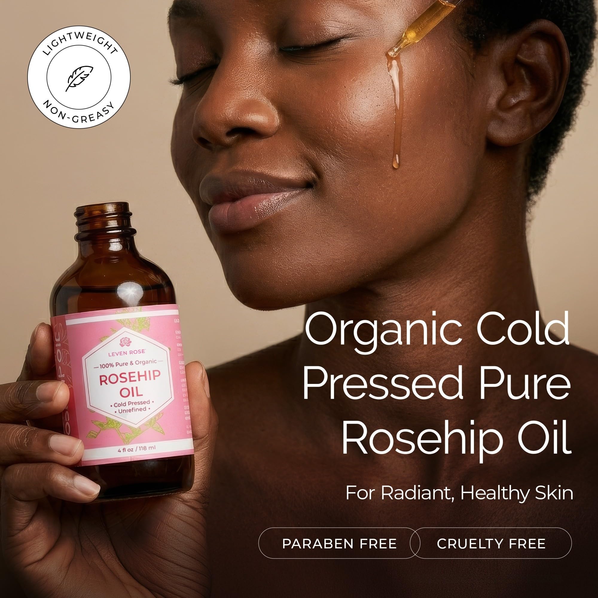 Leven Rose Organic Rosehip Seed Oil, Cold Pressed Rose Hip Oil for Face - Leven Rose Official Product View 3