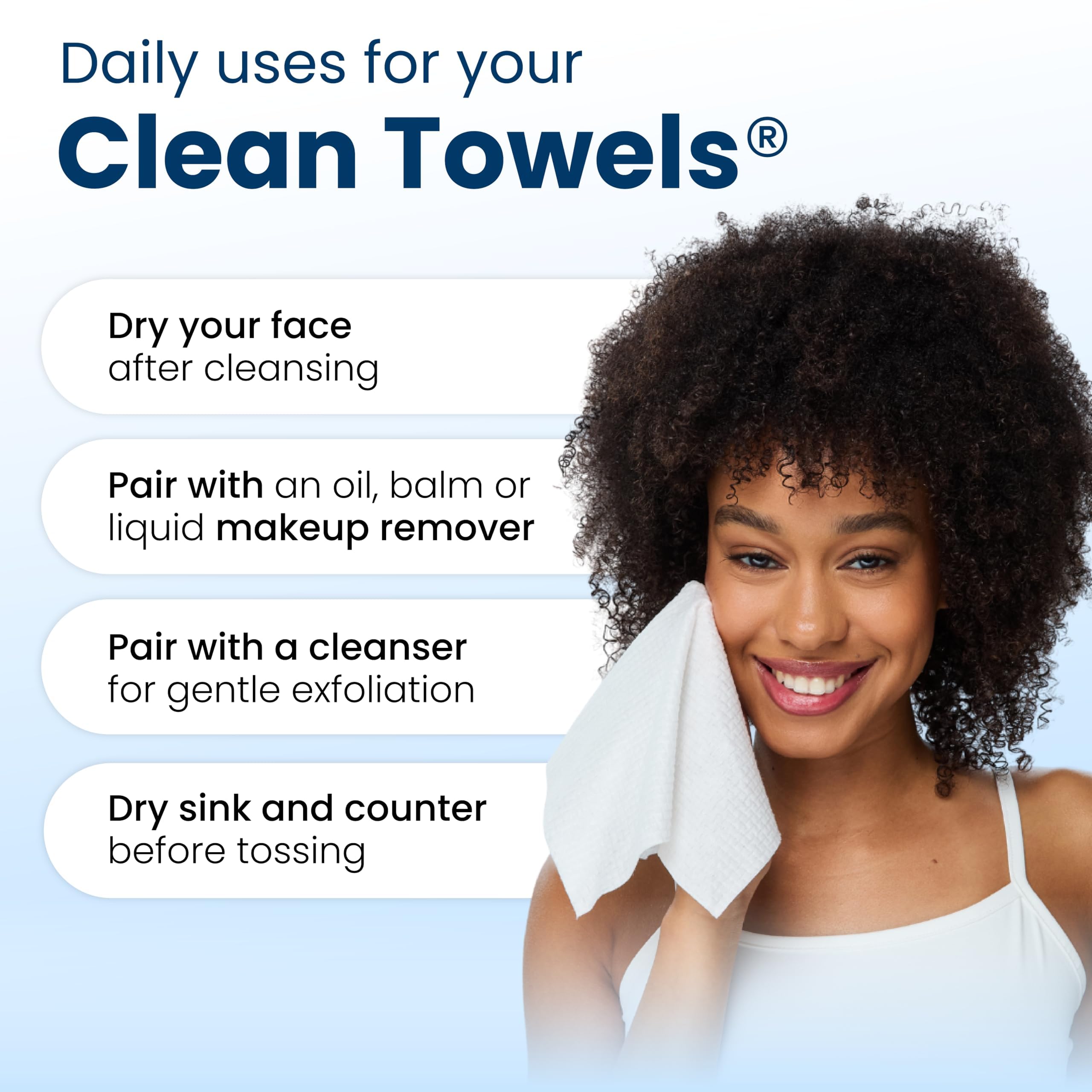 Clean Skin Club Clean Towels XL®, 100% USDA Biobased Face Towe...