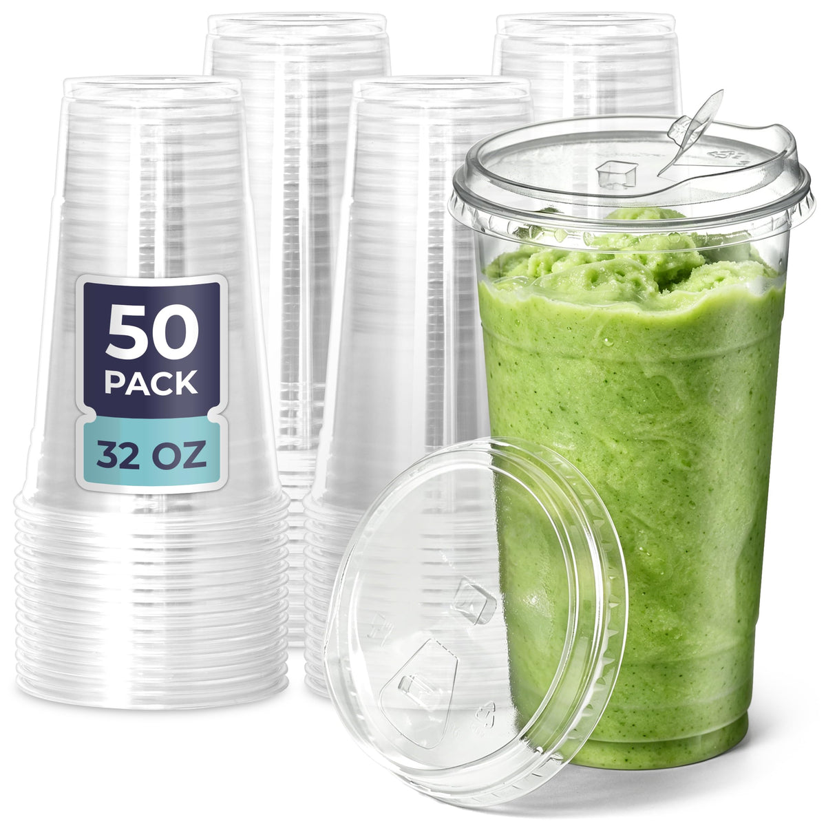 Fit Meal Prep 50 Pack 32 oz Clear Plastic Cups with - Fit Meal Prep Official Imagery - 1