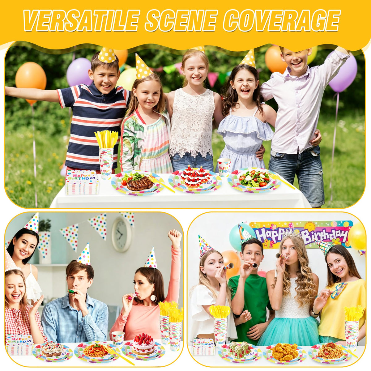 400 Pcs Disposable Birthday Party Tableware Set for 50 - COSINIA Official Imagery - 6
