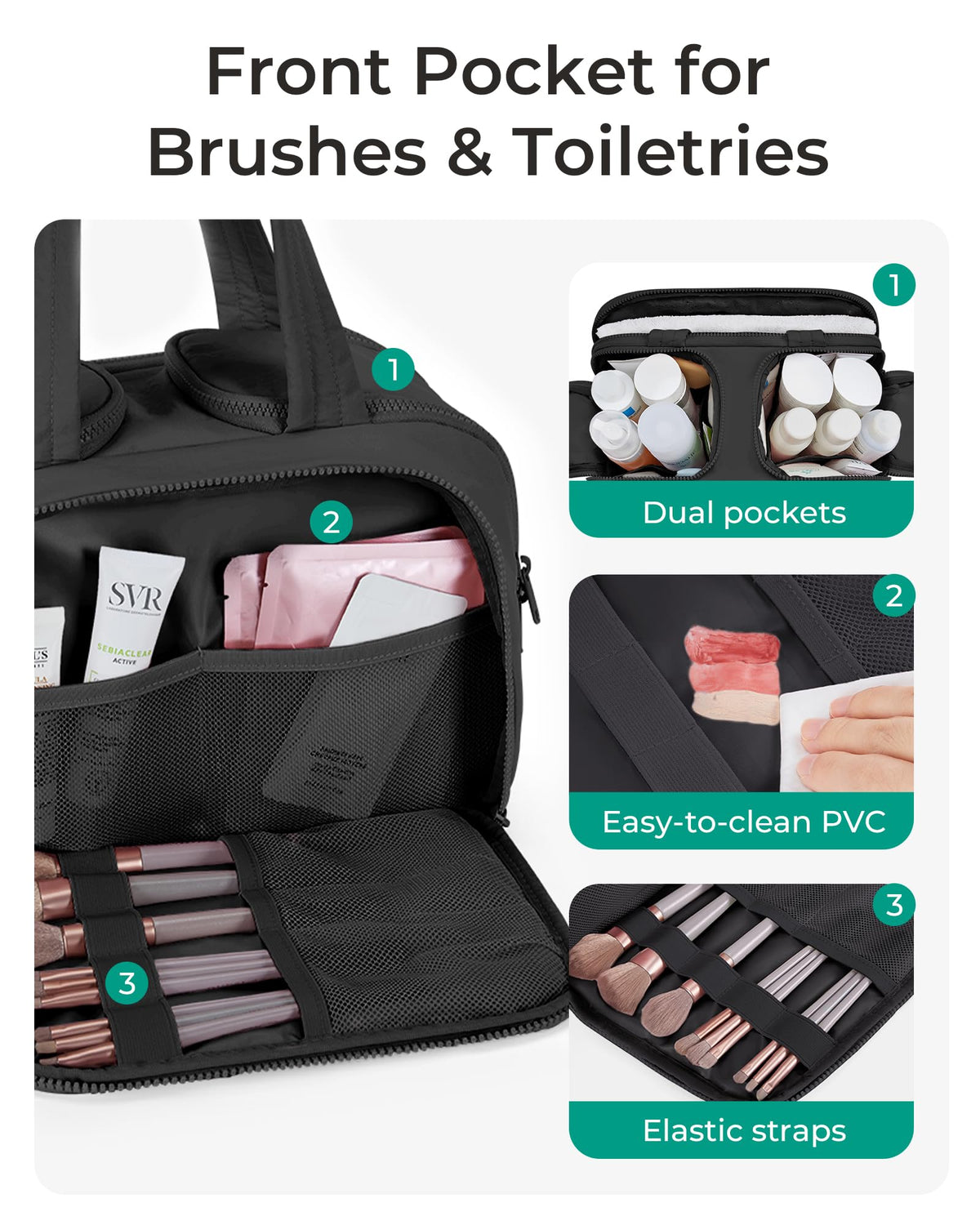 BAGSMART Travel Toiletry Bag Lightweight Large Wide open - BAGSMART Official Imagery - 3
