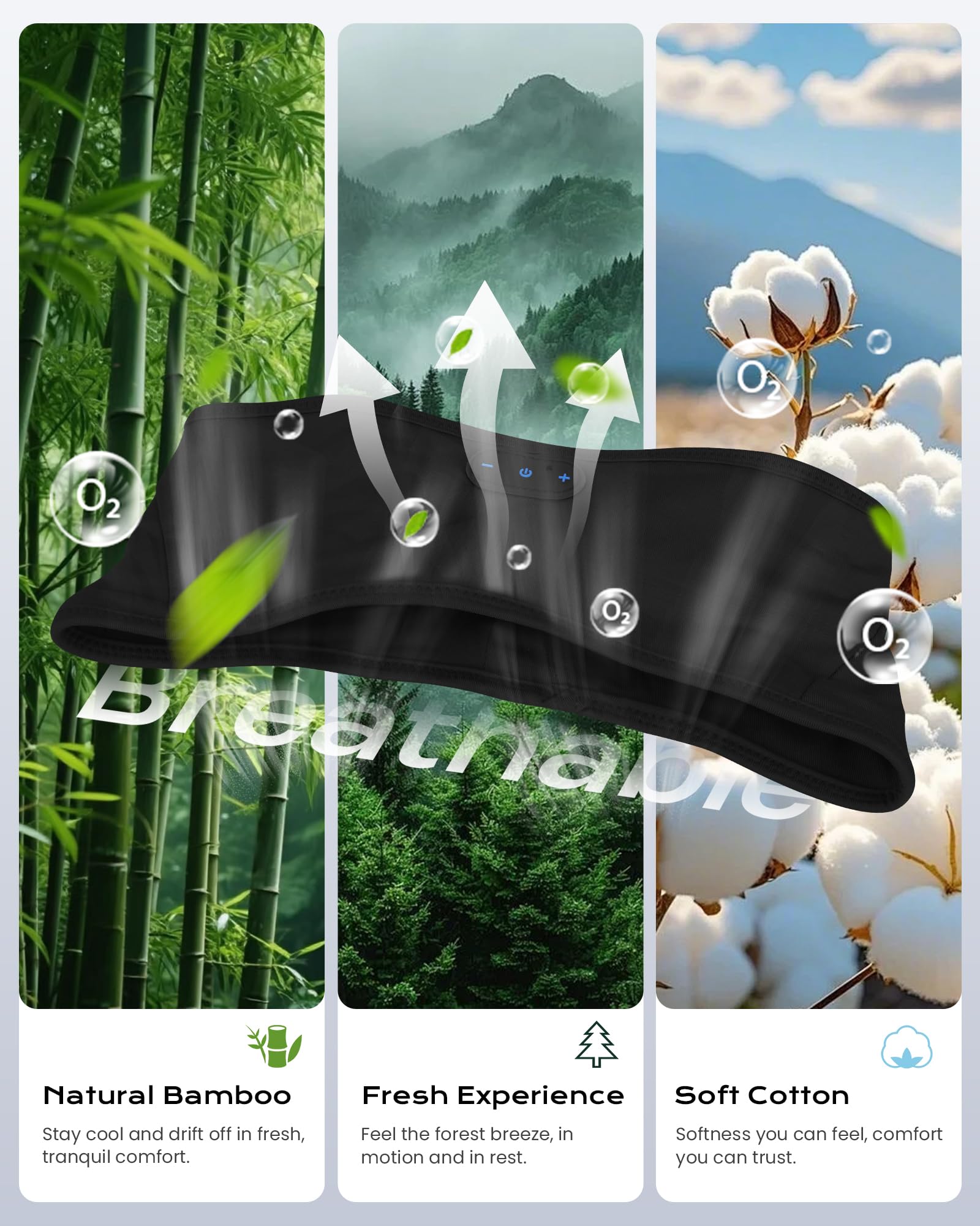 MUSICOZY Sleep Headphones Bamboo Bluetooth Headband for Side Slee - MUSICOZY Official Product View 2