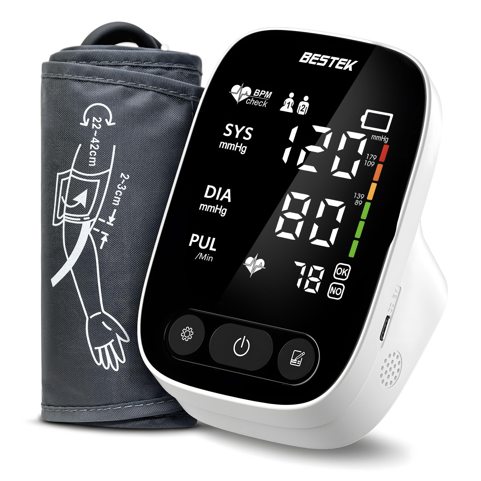 BESTEK Blood Pressure Monitor, Automatic Upper Arm BP Machine for Home Use