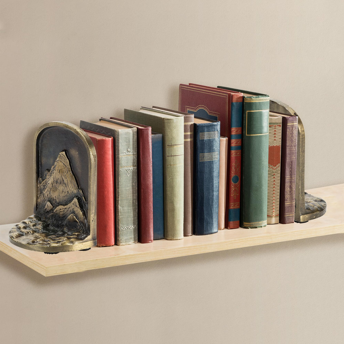 Cast Iron Mountain Bookends Set Antique Brass Book Ends 2 - CRAFTSMAN ROAD Official Imagery - 3