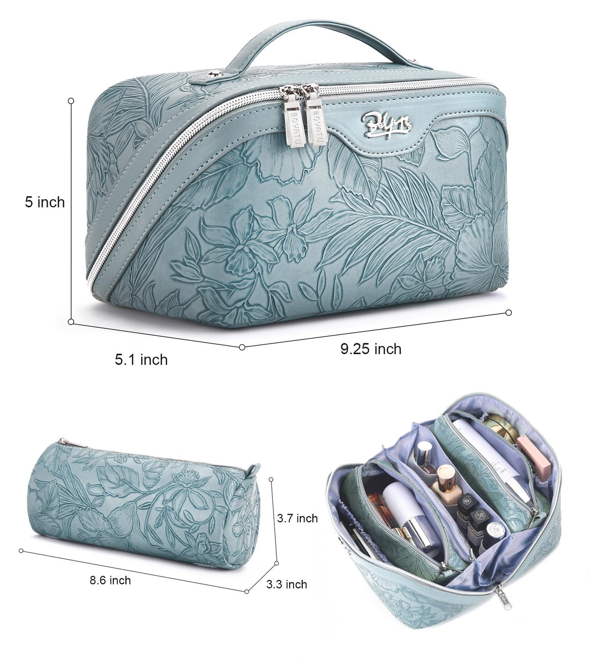 BOYATU Travel Makeup Bags Cosmetic Organizer Bag Floral Make - BOYATU Official Imagery - 3