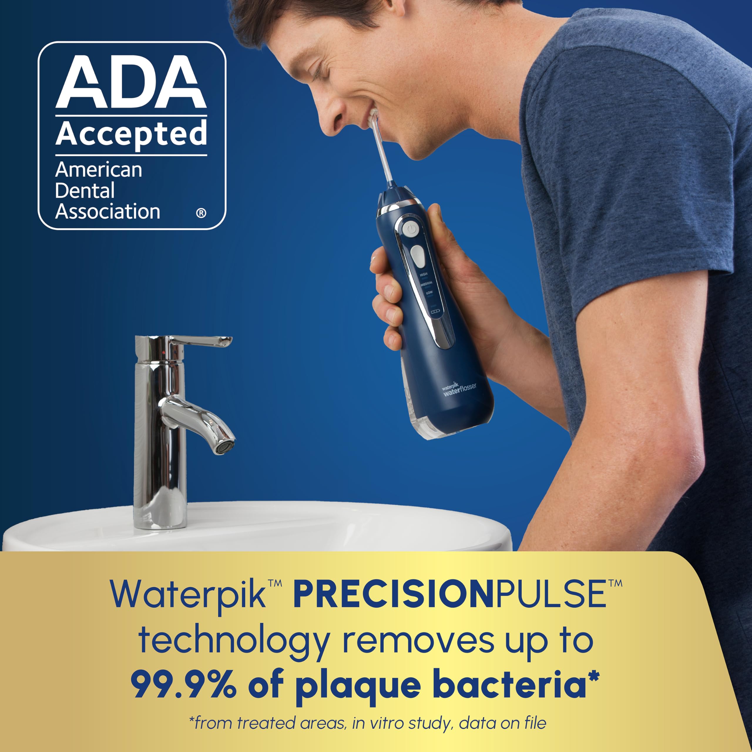 Waterpik Cordless Advanced Portable Water Flosser, Rechargeable, Blue - Waterpik Official Product View 3