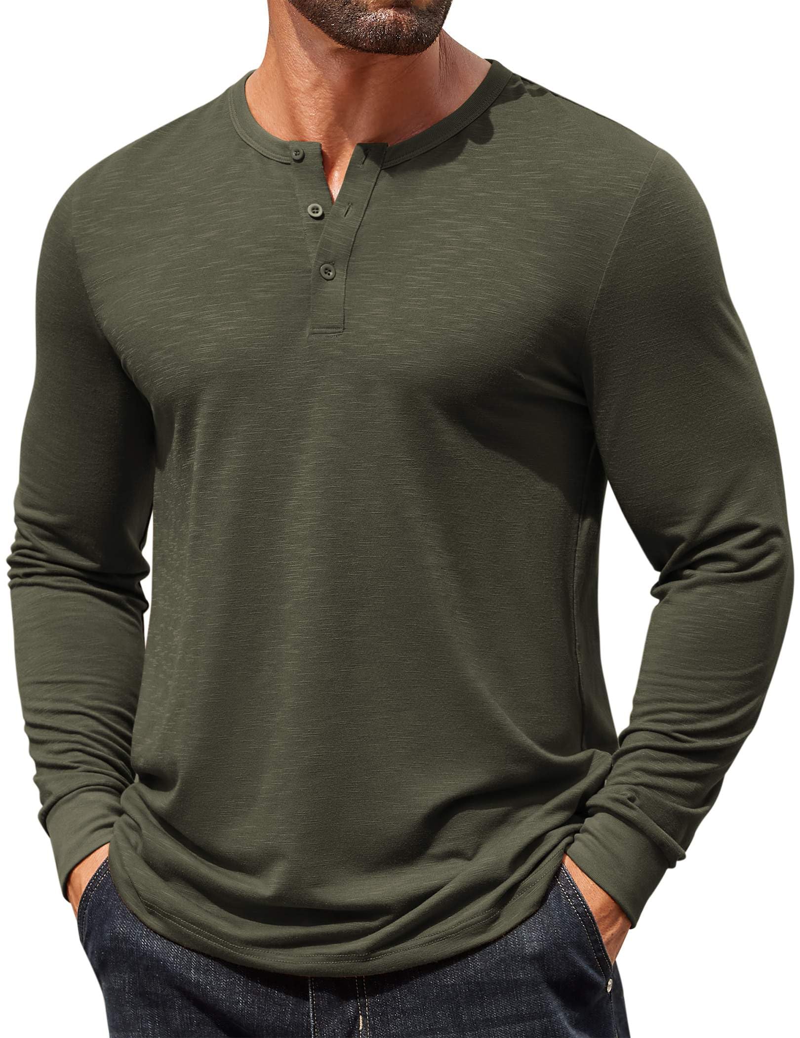 COOFANDY Mens Henley Shirts Long Sleeve Casual T-Shirt Button - Product Imagery