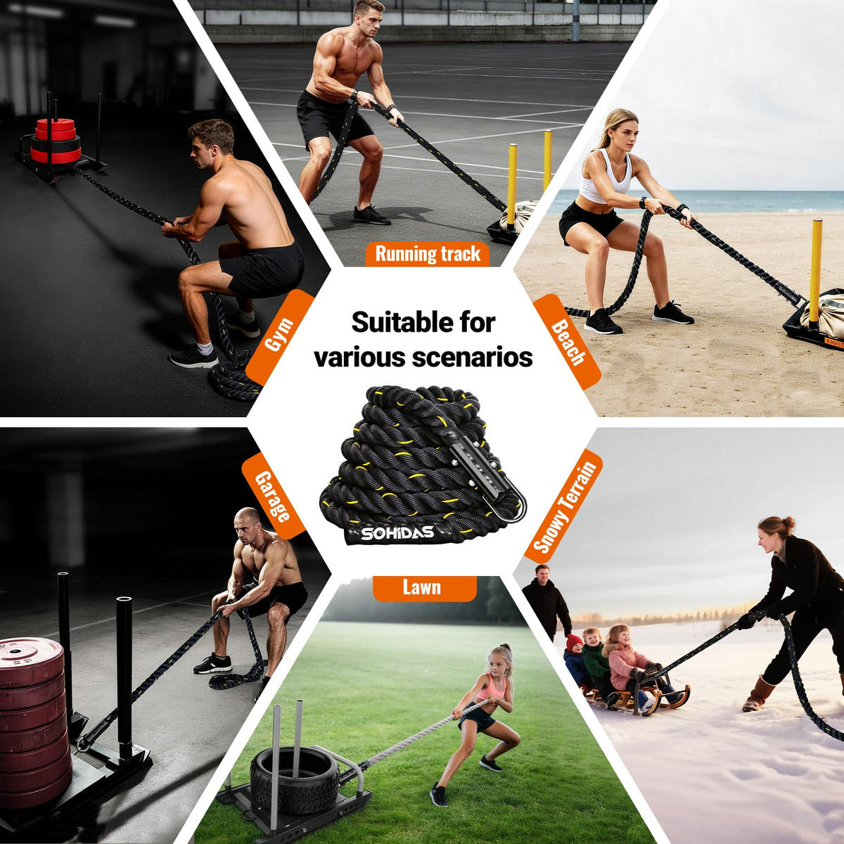 40FT Weight Sled Rope Workout Sled Pulling Ropes Sled Push - SOHIDAS Official Imagery - 8