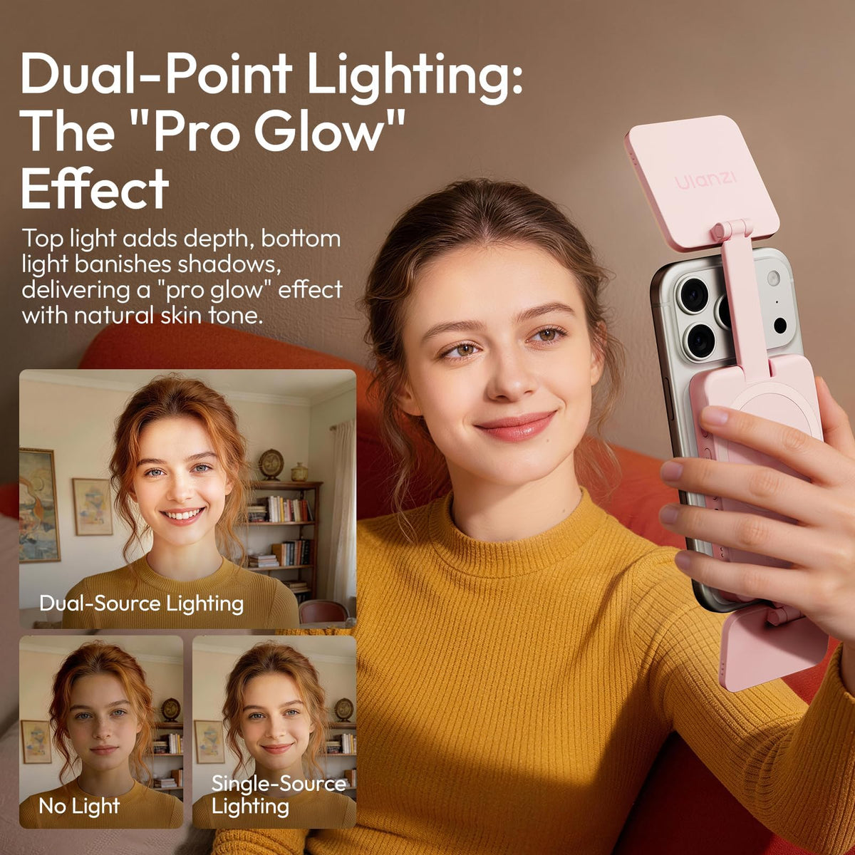 ULANZI GL01 Magnetic Phone Light LED Selfie Light for iPhone - ULANZI Official Imagery - 4