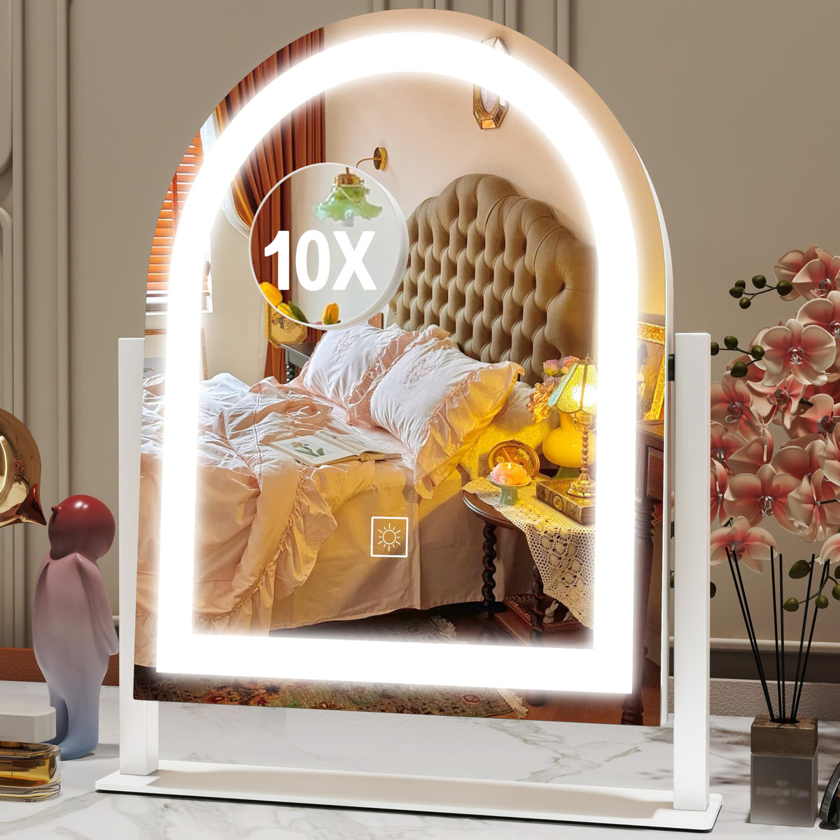 ROLOVE Lighted Makeup Mirror with 3 Color Dimmable Lighting - ROLOVE Official Imagery - 2