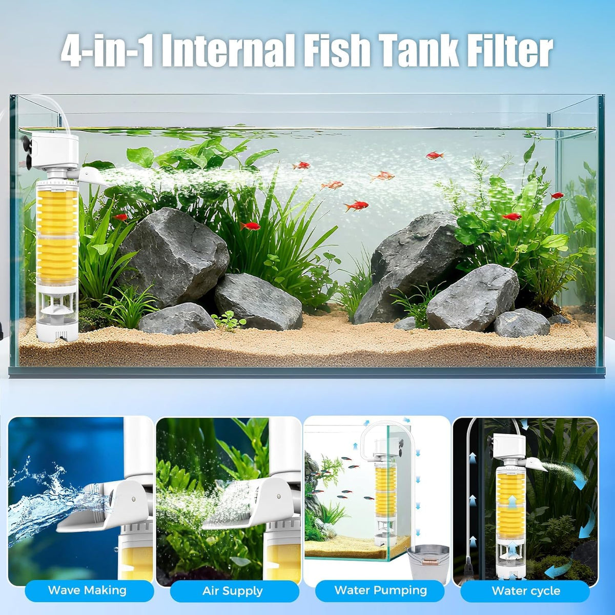 Fish Tank Filters 4 in 1 Aquarium Filter for Multi Layer - Vehipa Official Imagery - 5