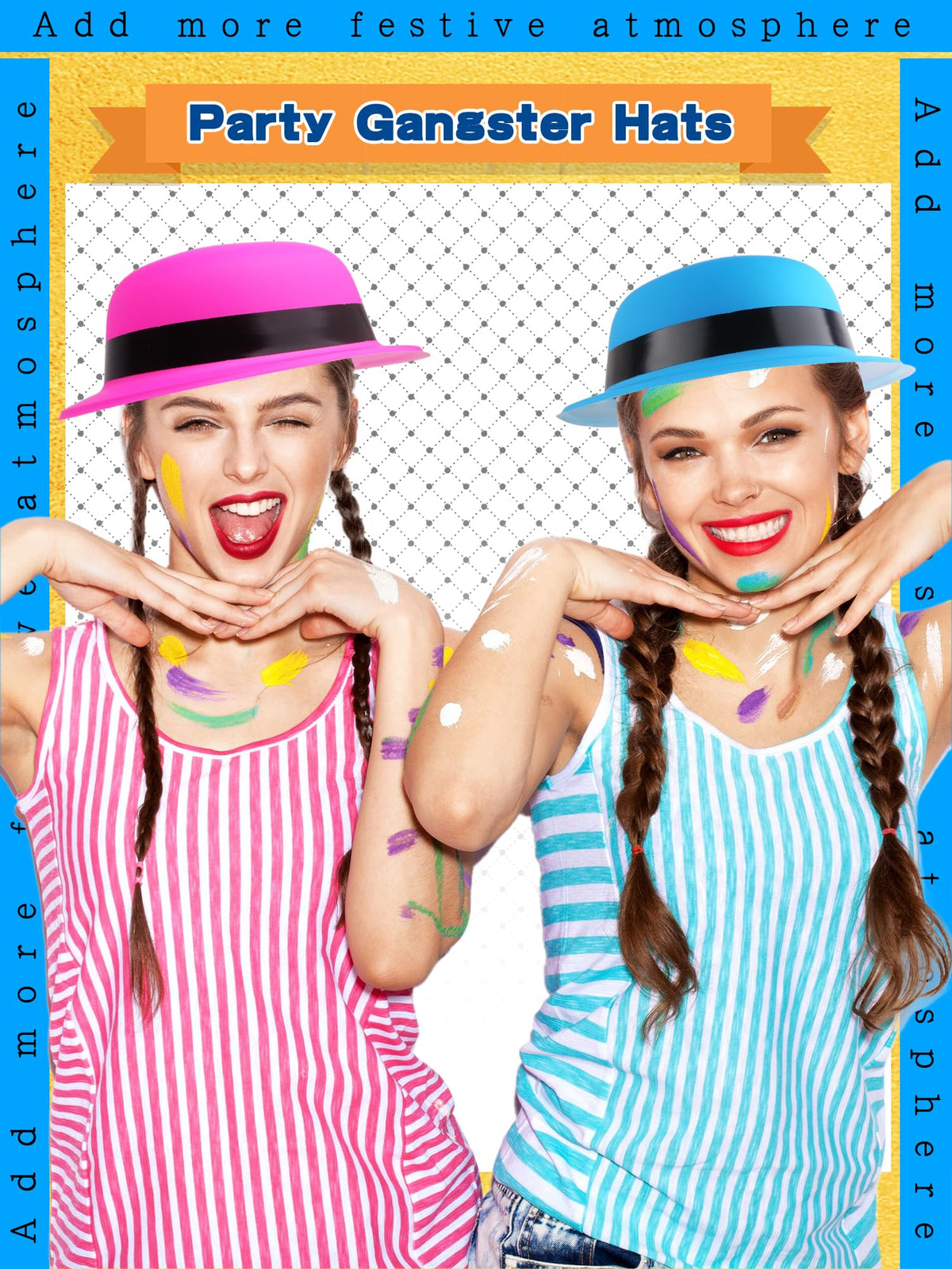 24 Pack Colorful Bowler Hats Bulk Plastic Bowler Hat Neon - SGBETTER Official Imagery - 4