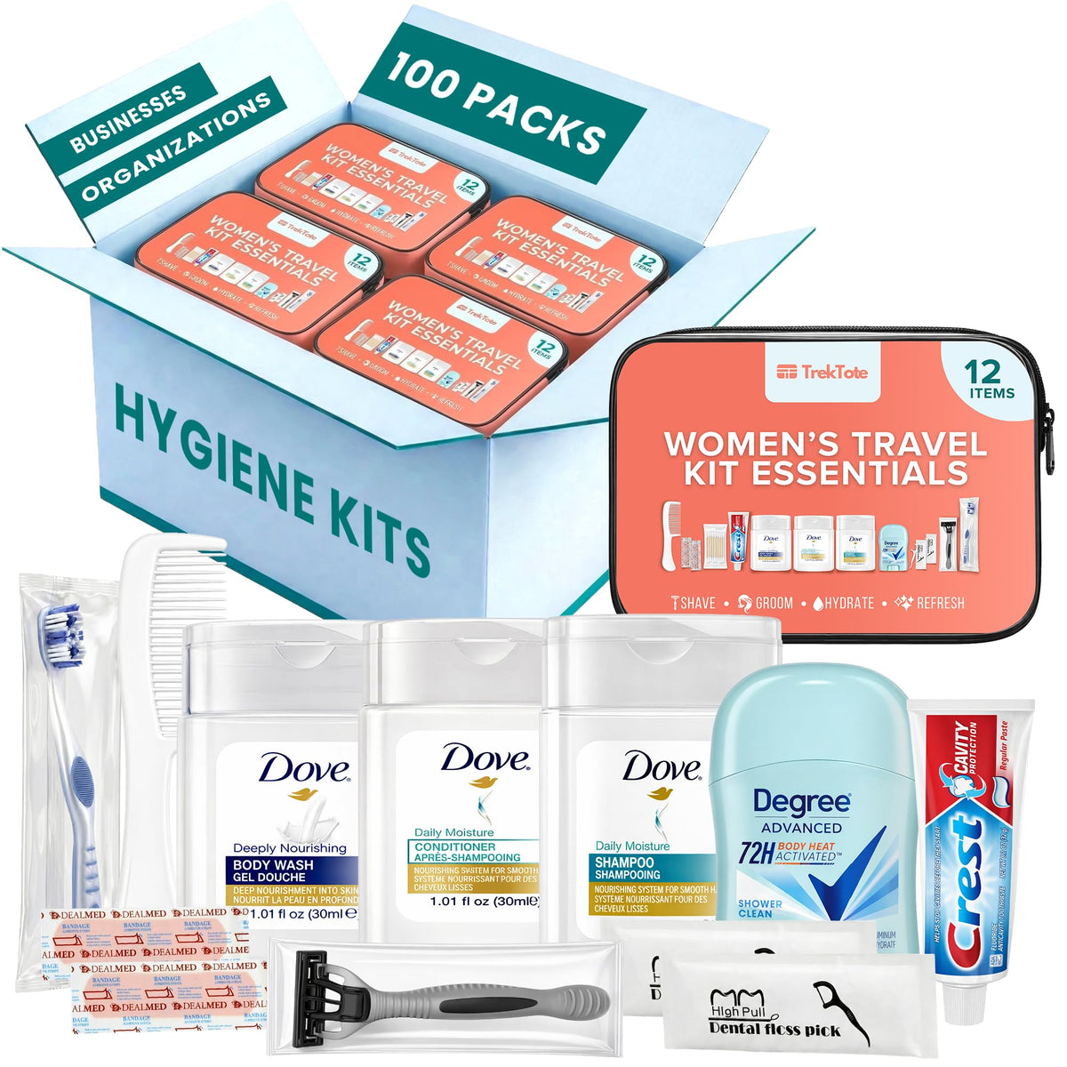 Bulk Hygiene Kits for Women Premium Name Brand Outreach - TREKTOTE Official Imagery - 6