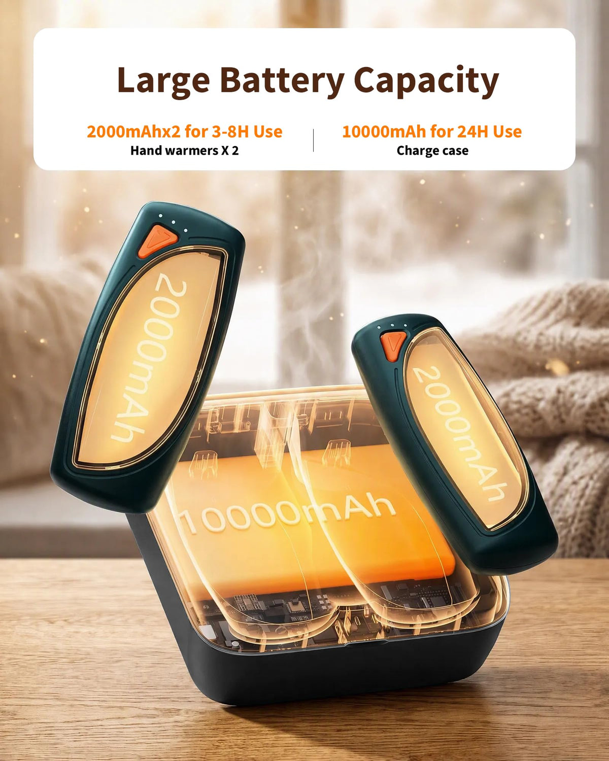 Rechargeable Hand Warmers 2 Pack 24H Ultra Long Battery with - COTOP Official Imagery - 3