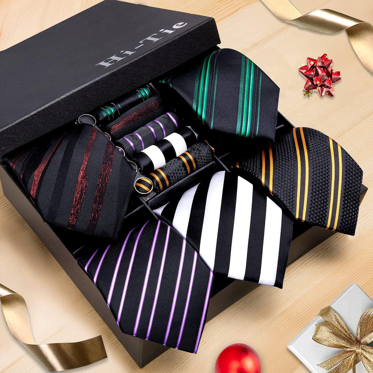 Hi Tie Lot 5 Pcs Gift Box Mens Tie Set Necktie with Pocket - Hi-Tie Official Imagery - 8