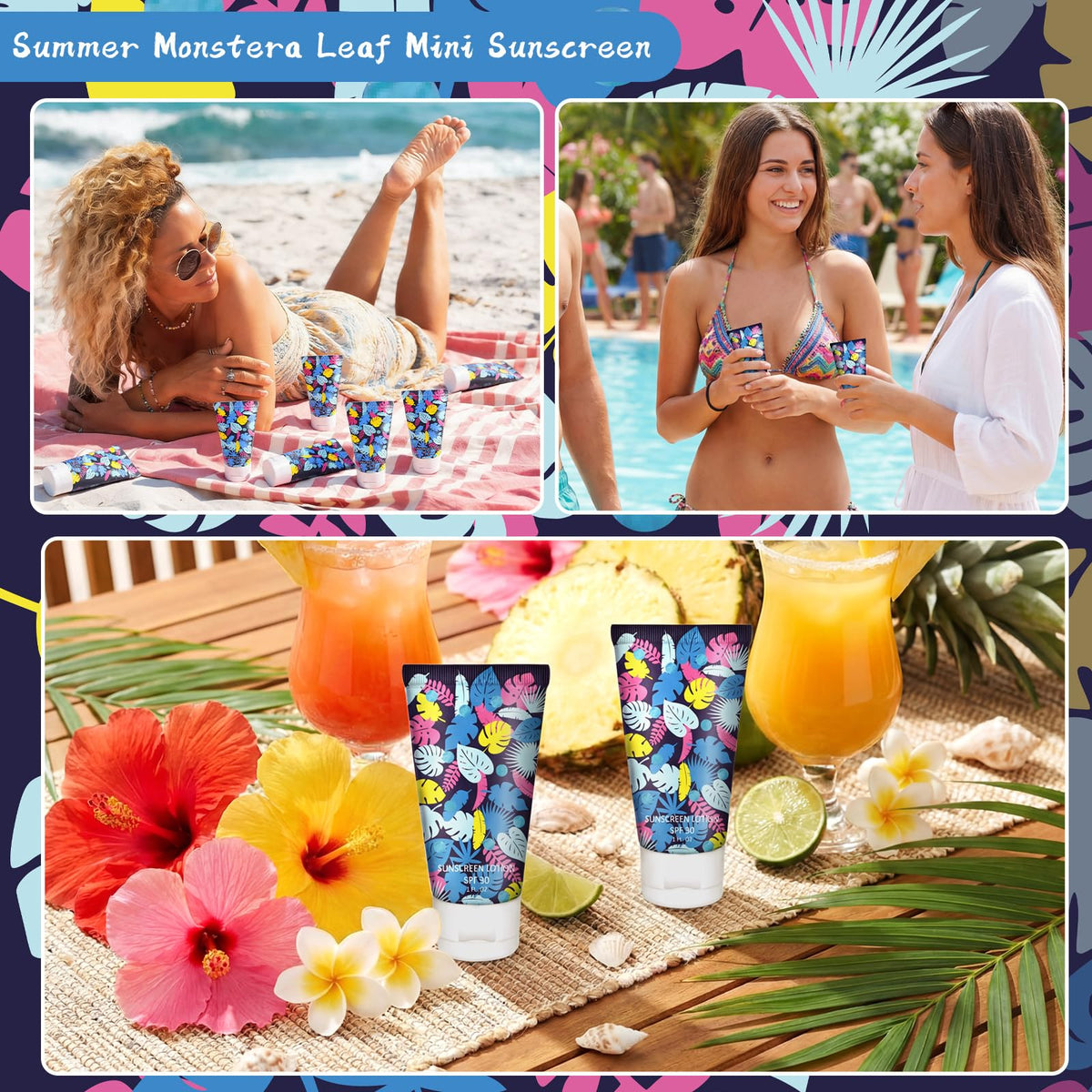Loopeer 30 Pcs Mini Sunscreen Bulk Tropical Mini Sunscreen - Loopeer Official Imagery - 7