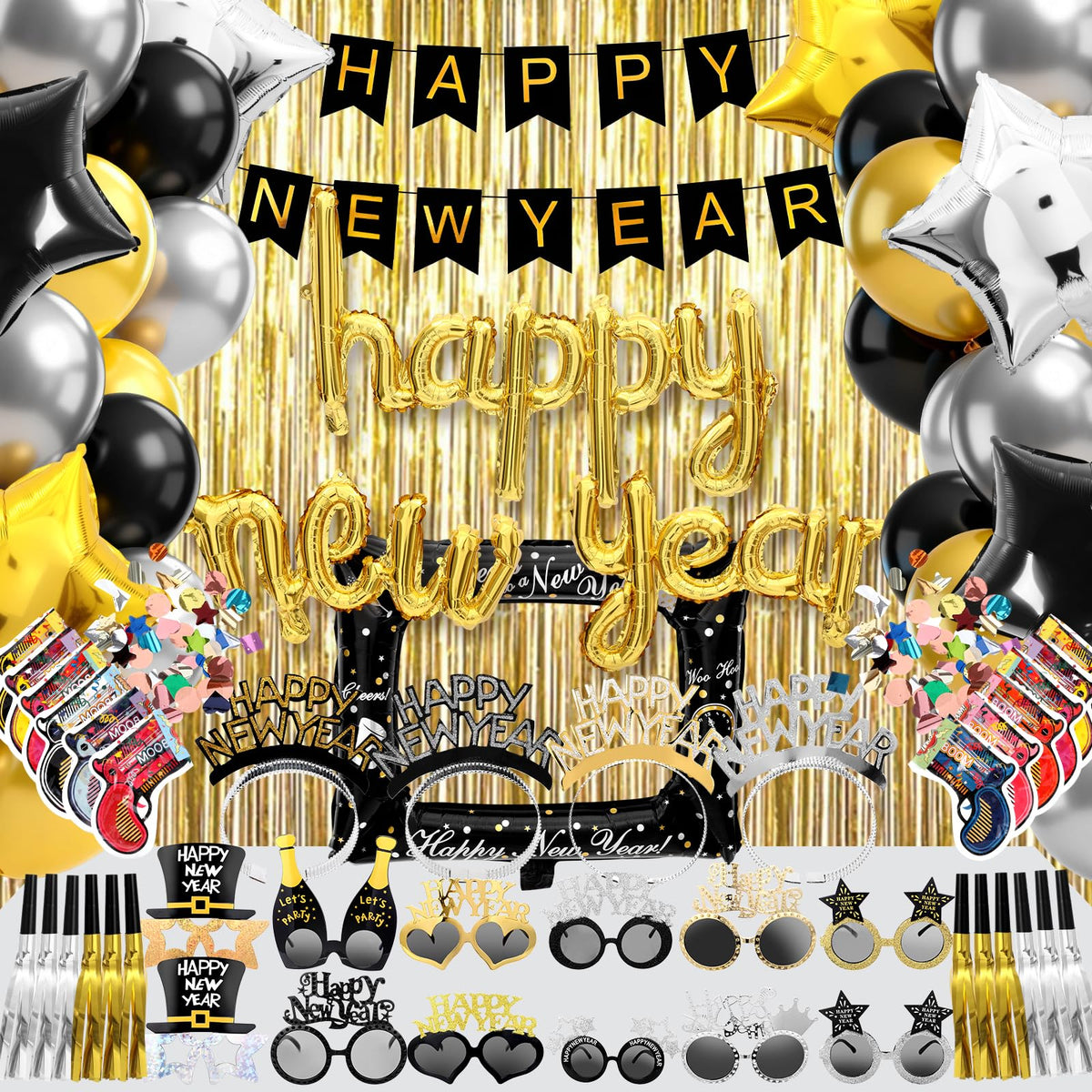 Realspring 91Pcs Happy New Year Party Supplies Plastic New - Realspring Official Imagery - 1