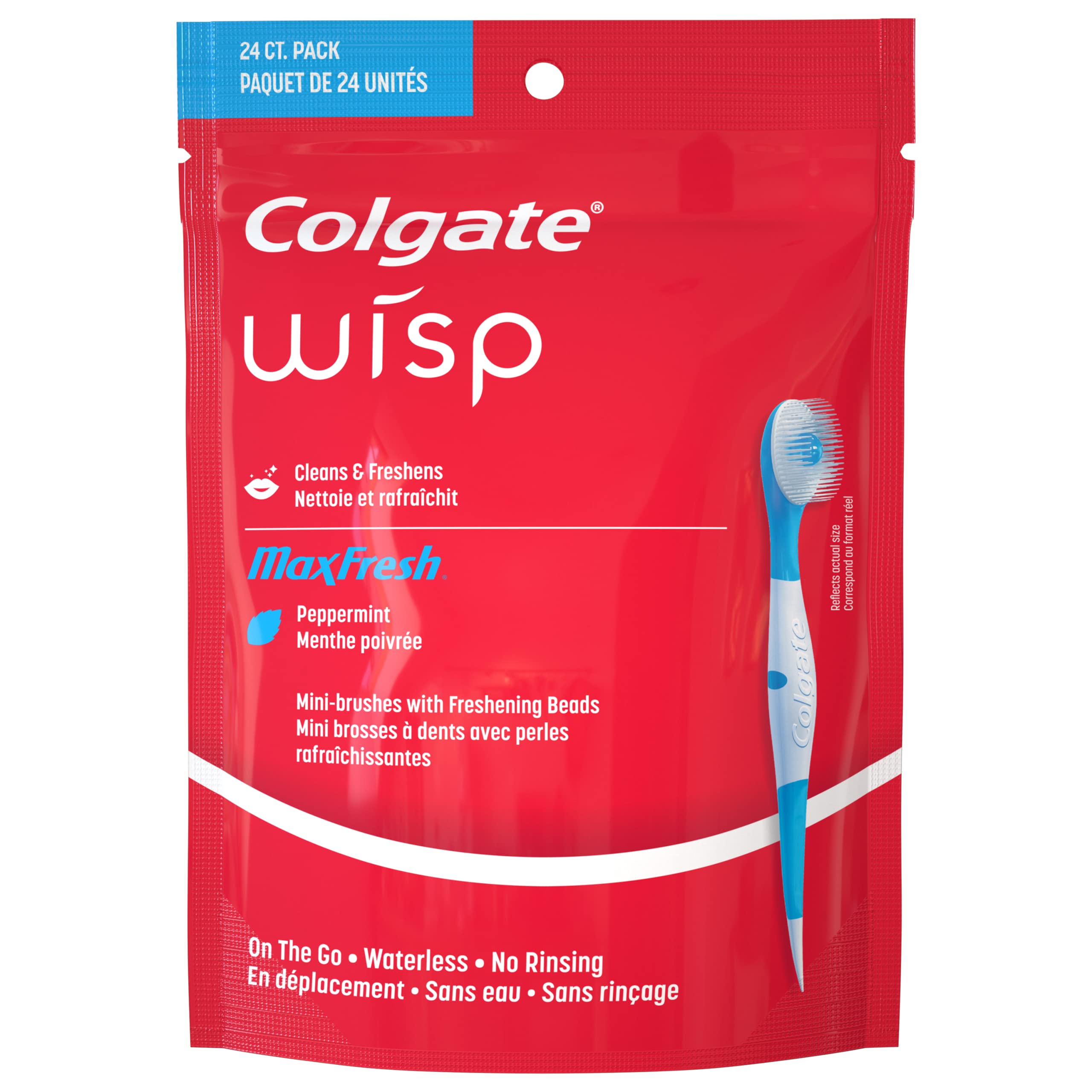 Colgate Max Fresh Wisp Disposable Mini Toothbrush, Peppermint, 24 Count - Colgate Official Product View 1