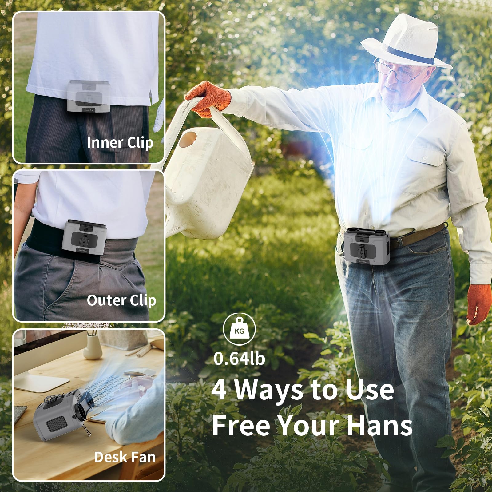 Socool fan Socool 10000mAh Portable Waist Fan Clip on Wearable Belt Personal Fan - Socool fan Official Product View 4