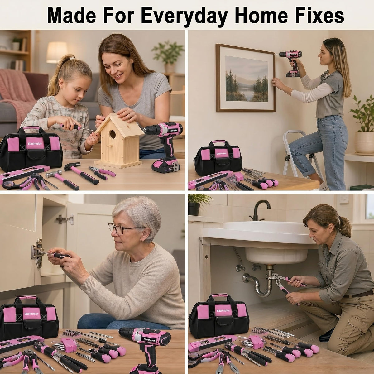 Bielmeier 20V 236Pcs Cordless Pink Drill Set for Women Home - BIELMEIER Official Imagery - 5