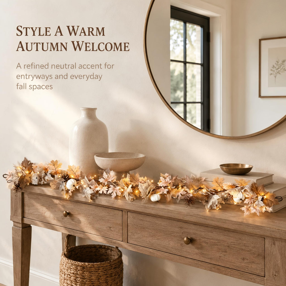 Fall Garland with Lights 6Ft Thanksgiving Decorations for - BUFANYU Official Imagery - 6