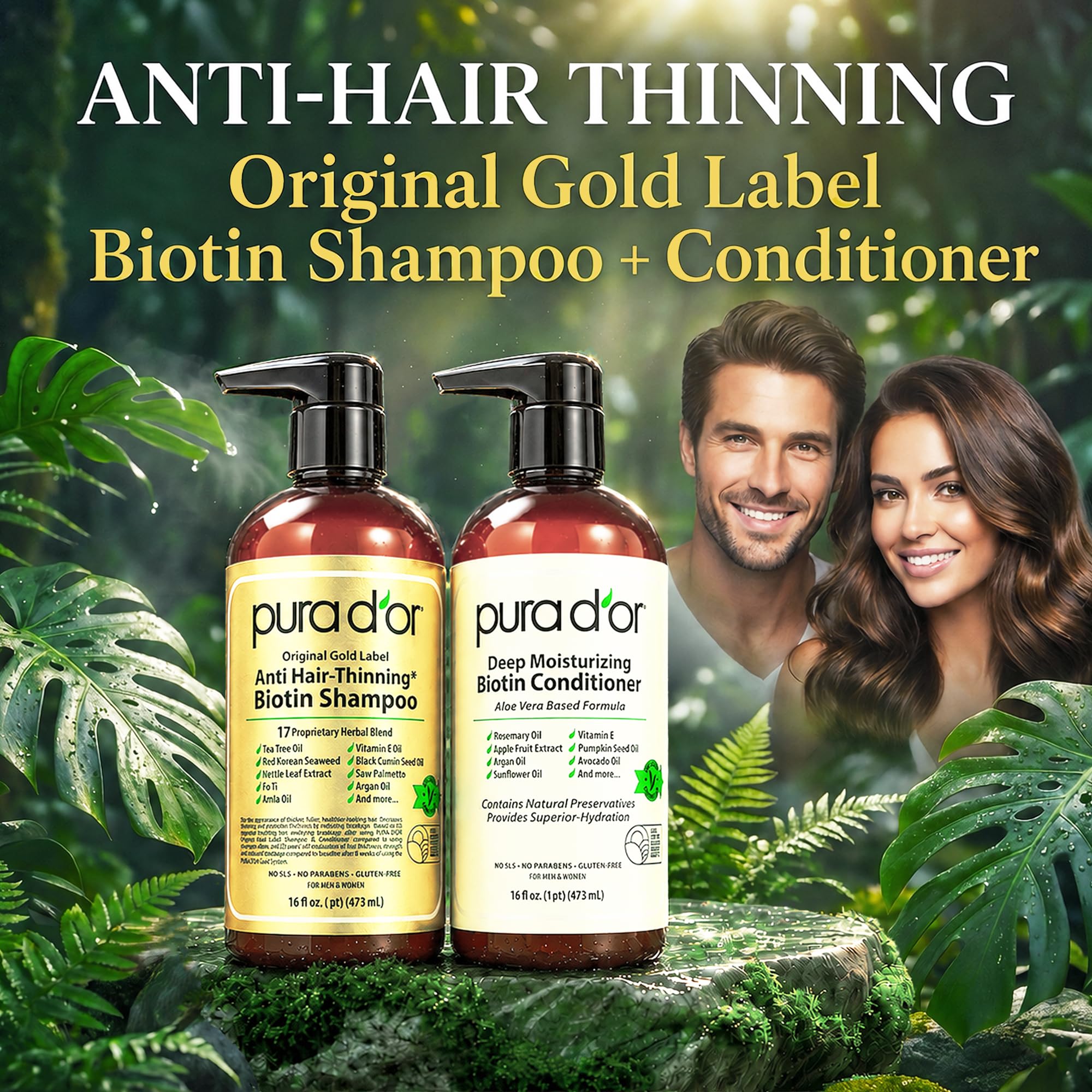 PURA D OR Gold Label Anti Thinning Biotin Shampoo - PURA D'OR Official Imagery - 3