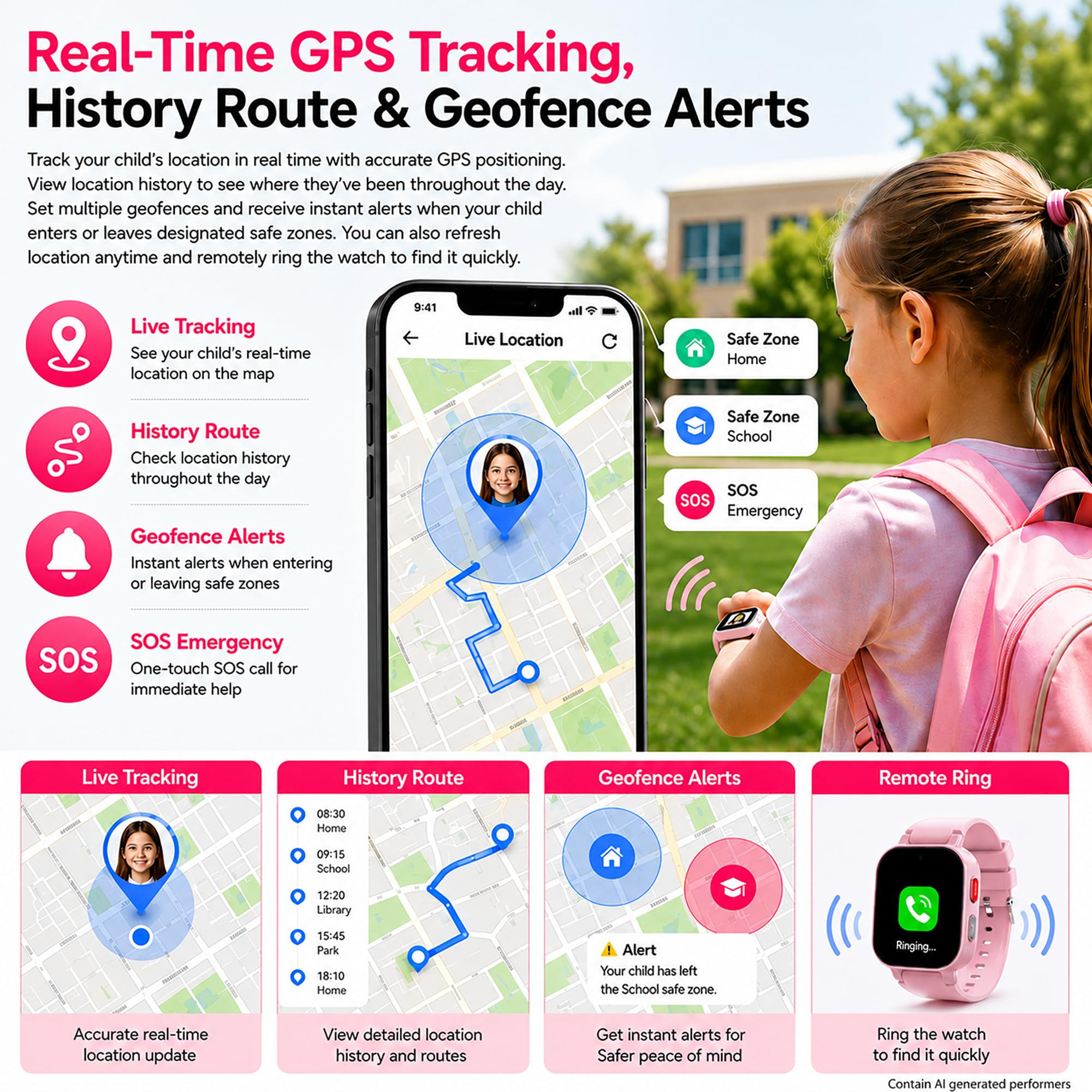 DXPICR 4G Kids Smart Watch with GPS Tracker, Video & Voice Call, SOS, - View 2