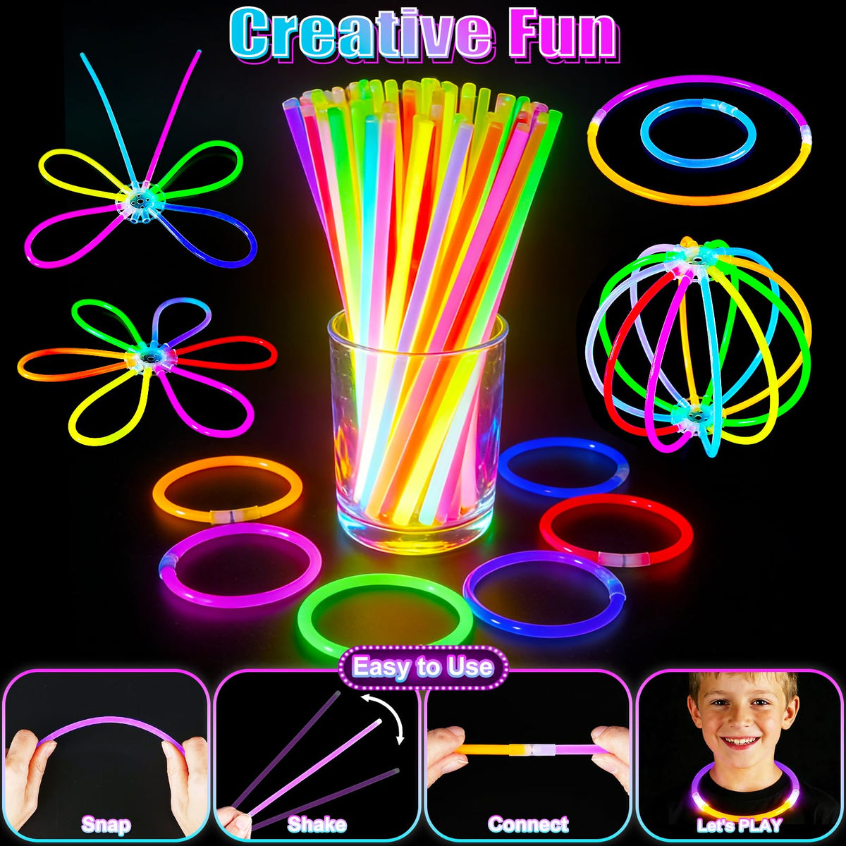 SHQDD 154PCS Glow in the Dark Party Supplies Neon Party - SHQDD Official Imagery - 4