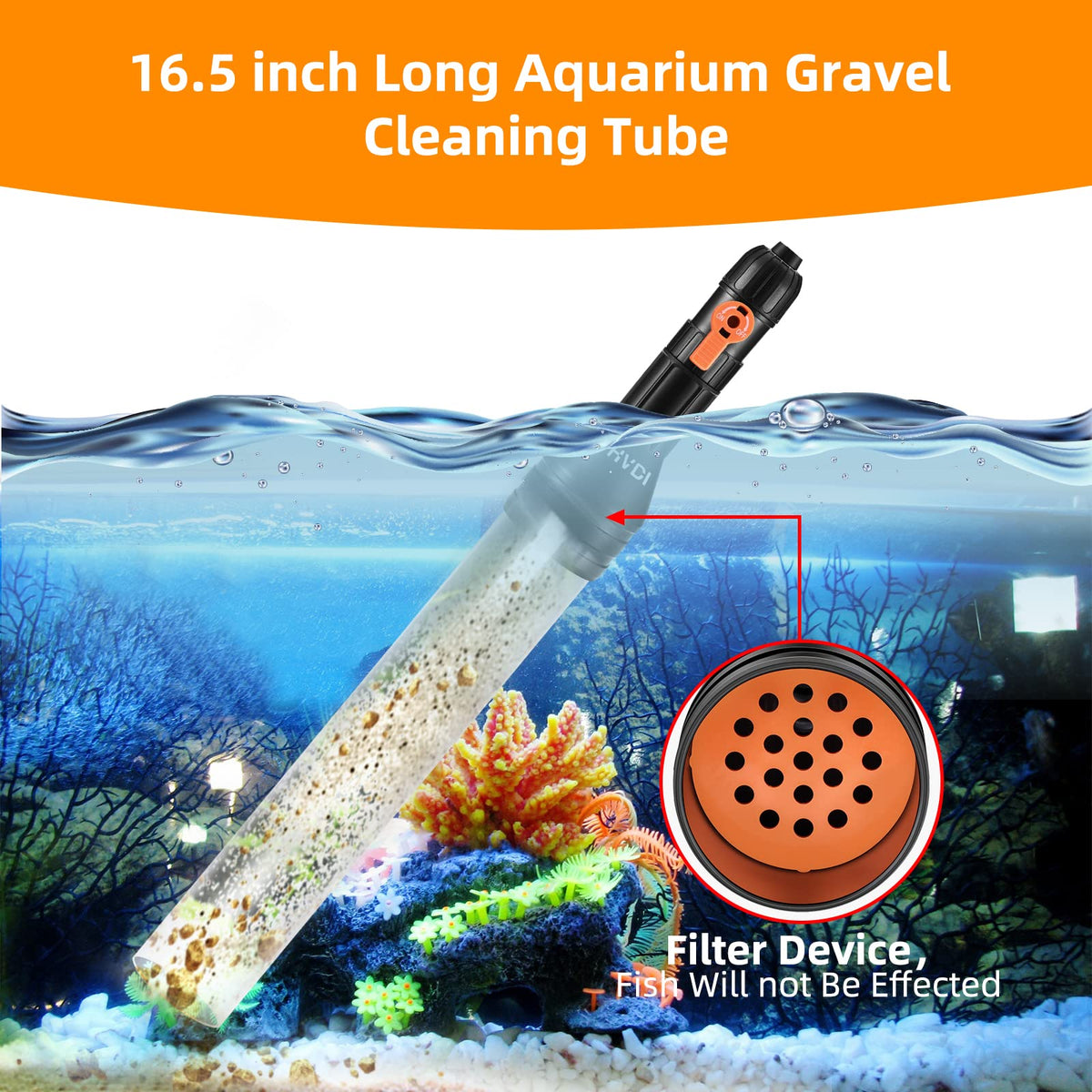 Gravel Vacuum for Aquarium Water Changer Fish Tank Cleaning - enomol Official Imagery - 6