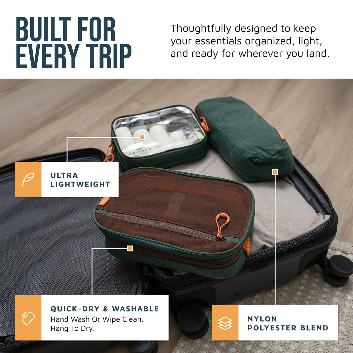 TRIPPED Travel Gear 3 Piece Travel Toiletry Bag Set - TRIPPED Travel Gear Official Imagery - 3