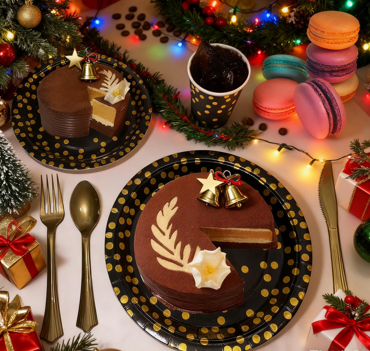 Black and Gold Party Decorations Supplies Paper Plates - Runeaoys Official Imagery - 4