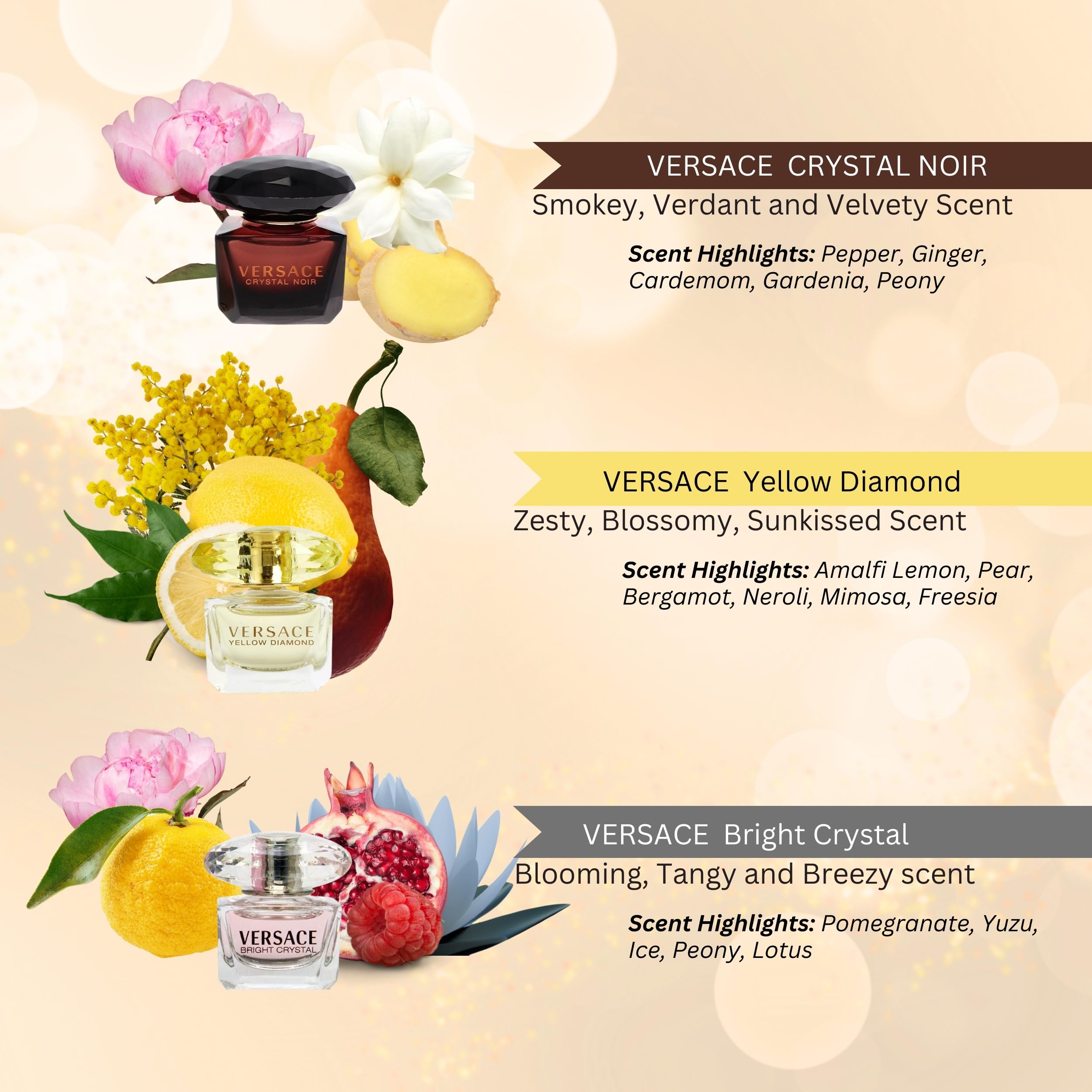 Versace Perfume for Women Variety 3 Piece Mini Gift Set - Versace Official Imagery - 3