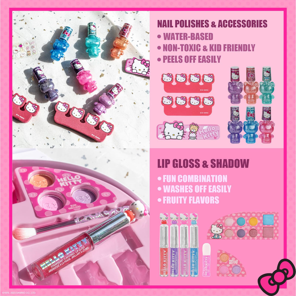 Hello Kitty Face Makeup Vanity Set with Light Up Mirror - Townley Girl Official Imagery - 4
