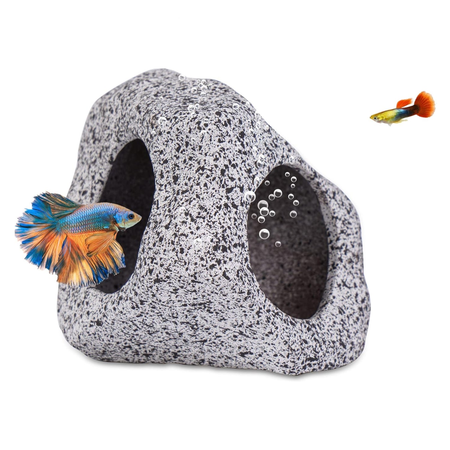 Ameliade aquarium cave decoration with rock design, suitable for fish tanks and shrimp habitats, adding natural underwater scenery.