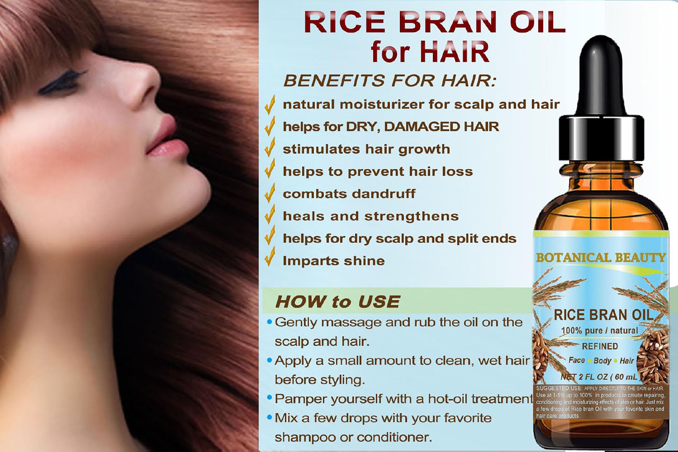 Botanical Beauty RICE BRAN OIL 100% Pure Natural Refined - Botanical Beauty