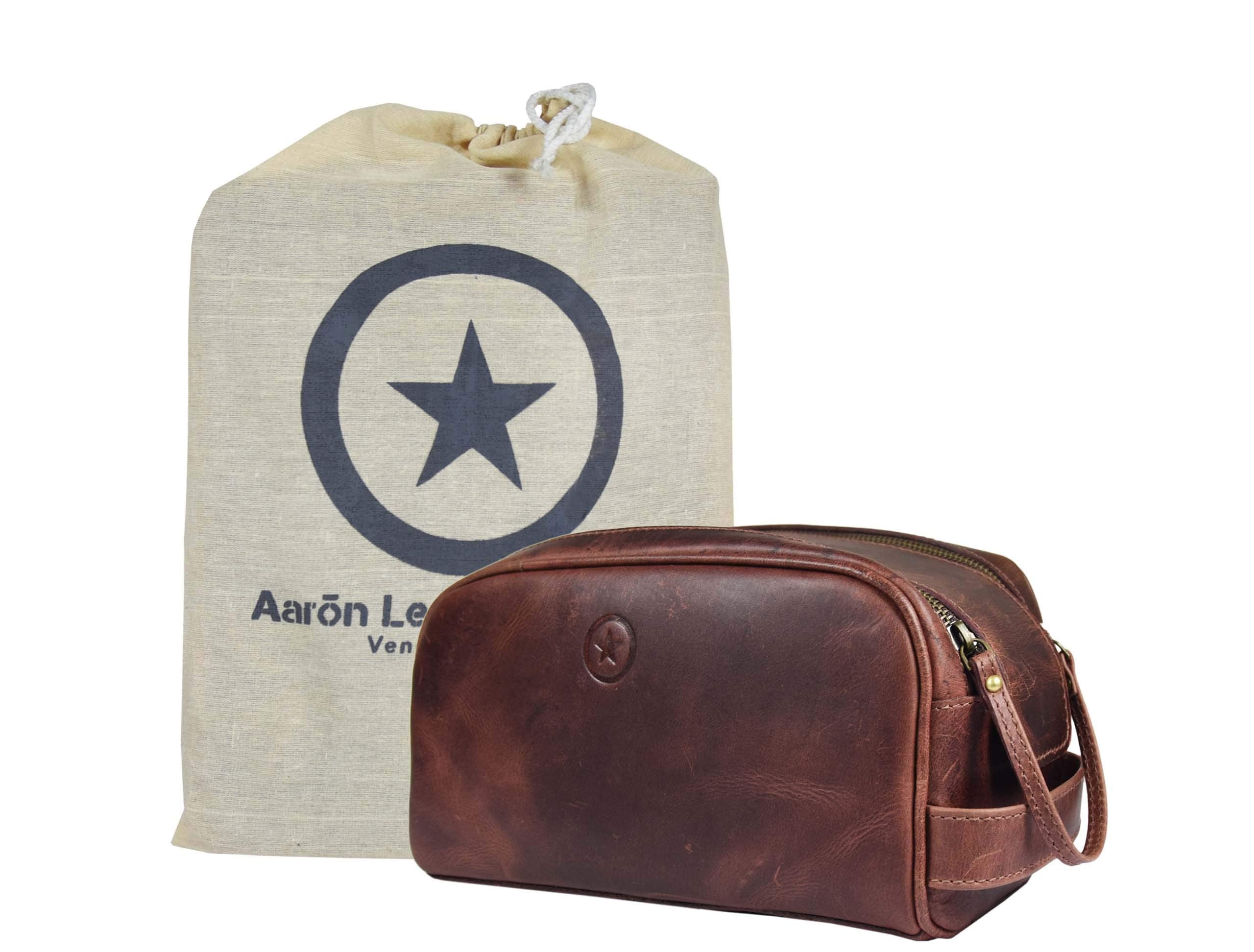 10 Premium Leather Toiletry Travel Pouch With Waterproof - AARON LEATHER GOODS VENDIMIA ESTILO Official Imagery - 1