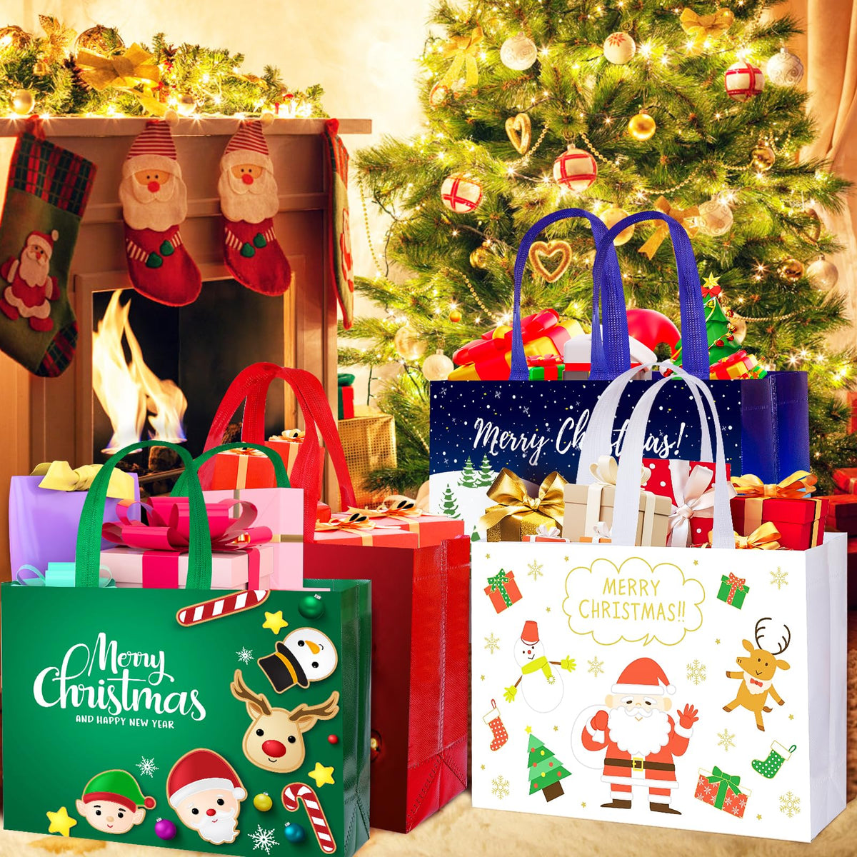 IPQXE 34 Pack Christmas Gift Bags Assorted Sizes Reusable - IPQXE Official Imagery - 6