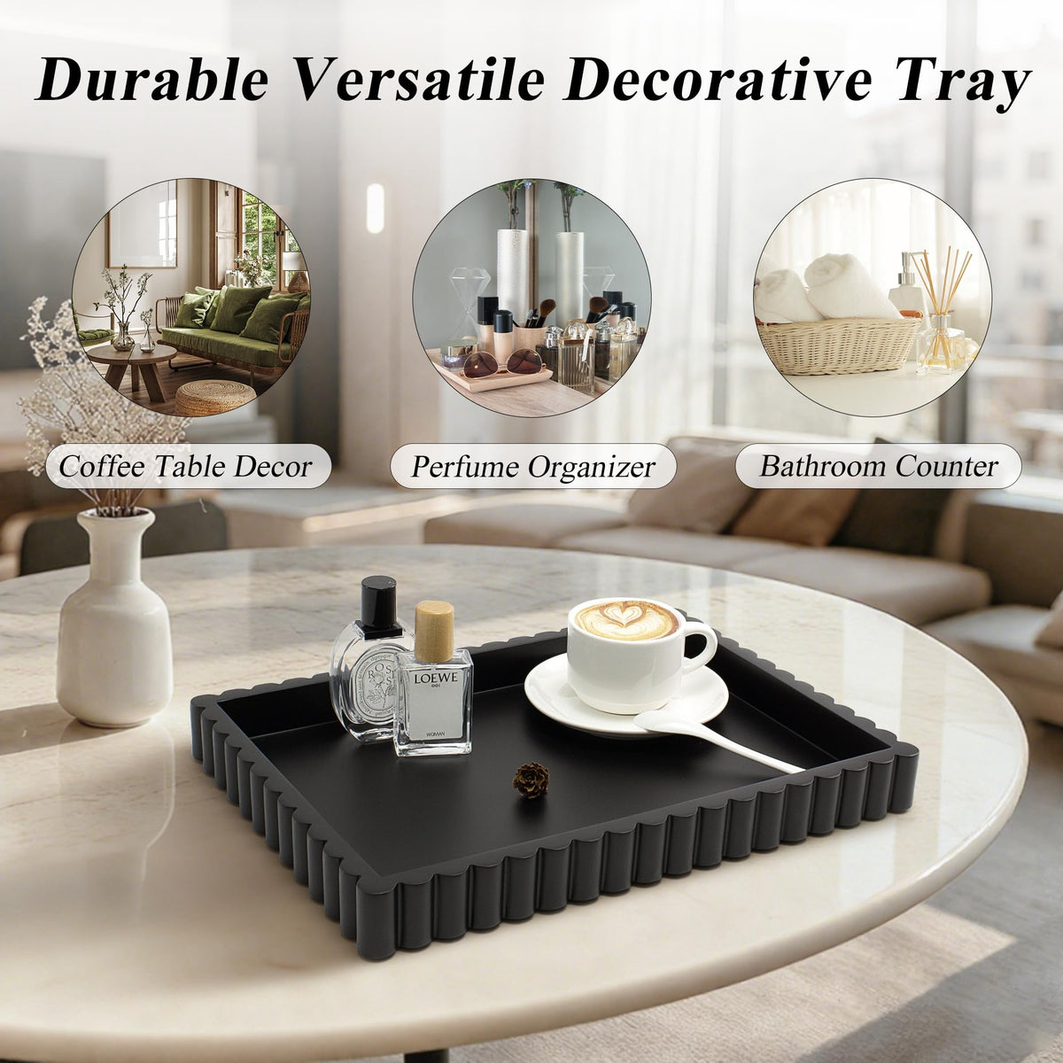 Decorative Tray for Coffee Table Modern Tray Decor 14 Black - YMXYJM Official Imagery - 6