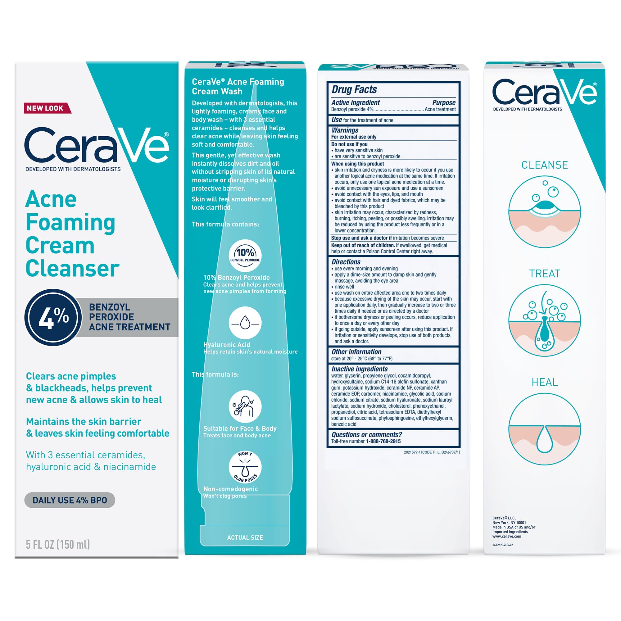 CeraVe Foaming Acne Cream Cleanser, Face Wash with 4% Benzoyl Peroxide - CeraVe Official Product View 9