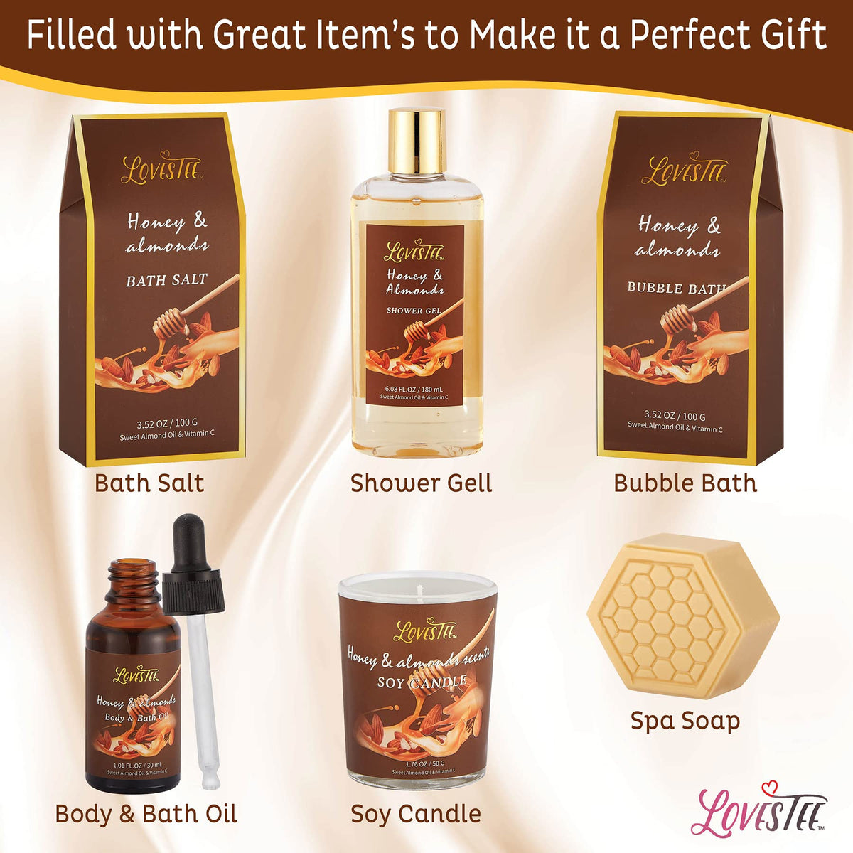 Christmas Spa Gift Baskets For Women Honey Almond Bath and - LOVESTEE Official Imagery - 3