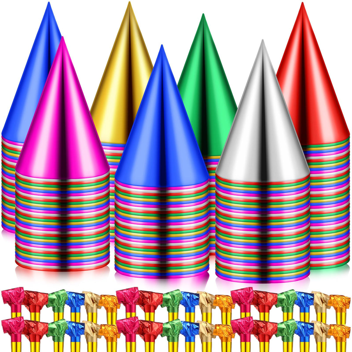 WinnerWhy 400 Pcs Birthday Party Cone Hats and Colorful - WinnerWhy Official Imagery - 1