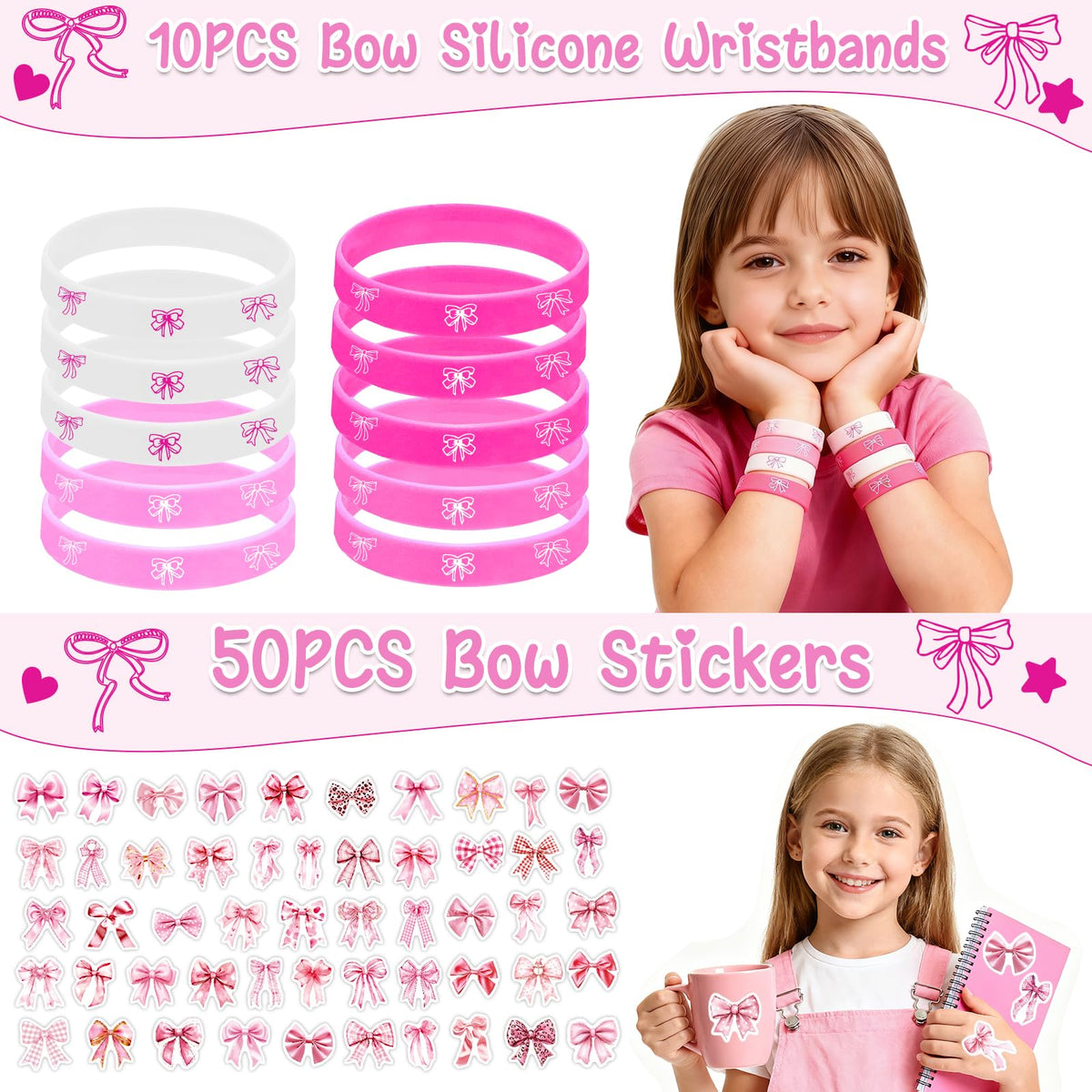 Pink Bow Party Favors for Girls 110pcs Coquette Bow Goodie - Perpetily Official Imagery - 7