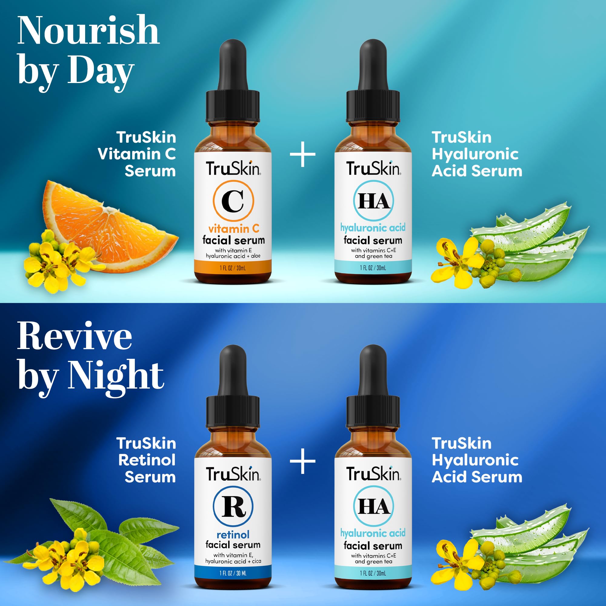 TruSkin Serum Trio with Vitamin C, Retinol &amp; Hyaluronic - TruSkin